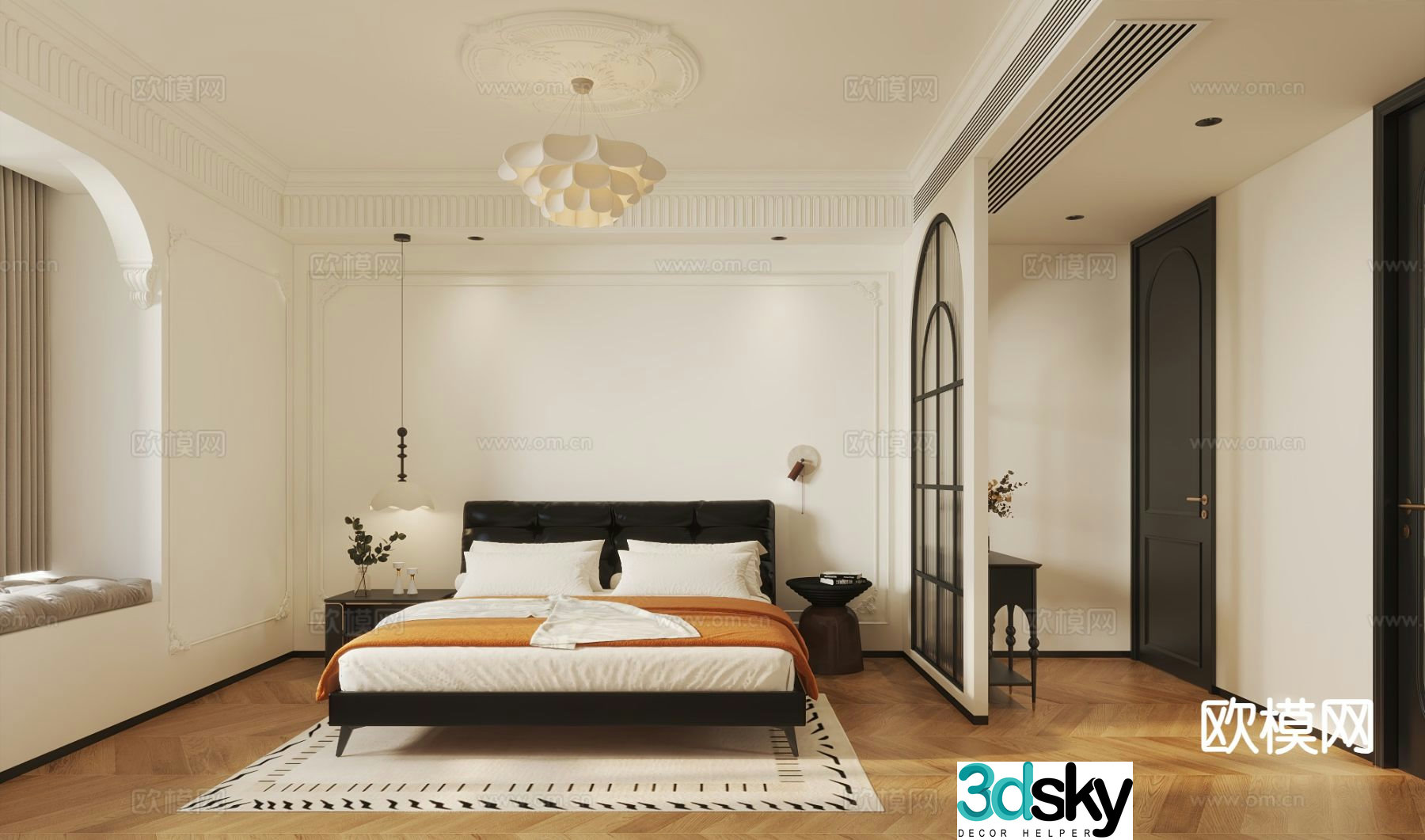 French retro bedroom master bedroom 3d model