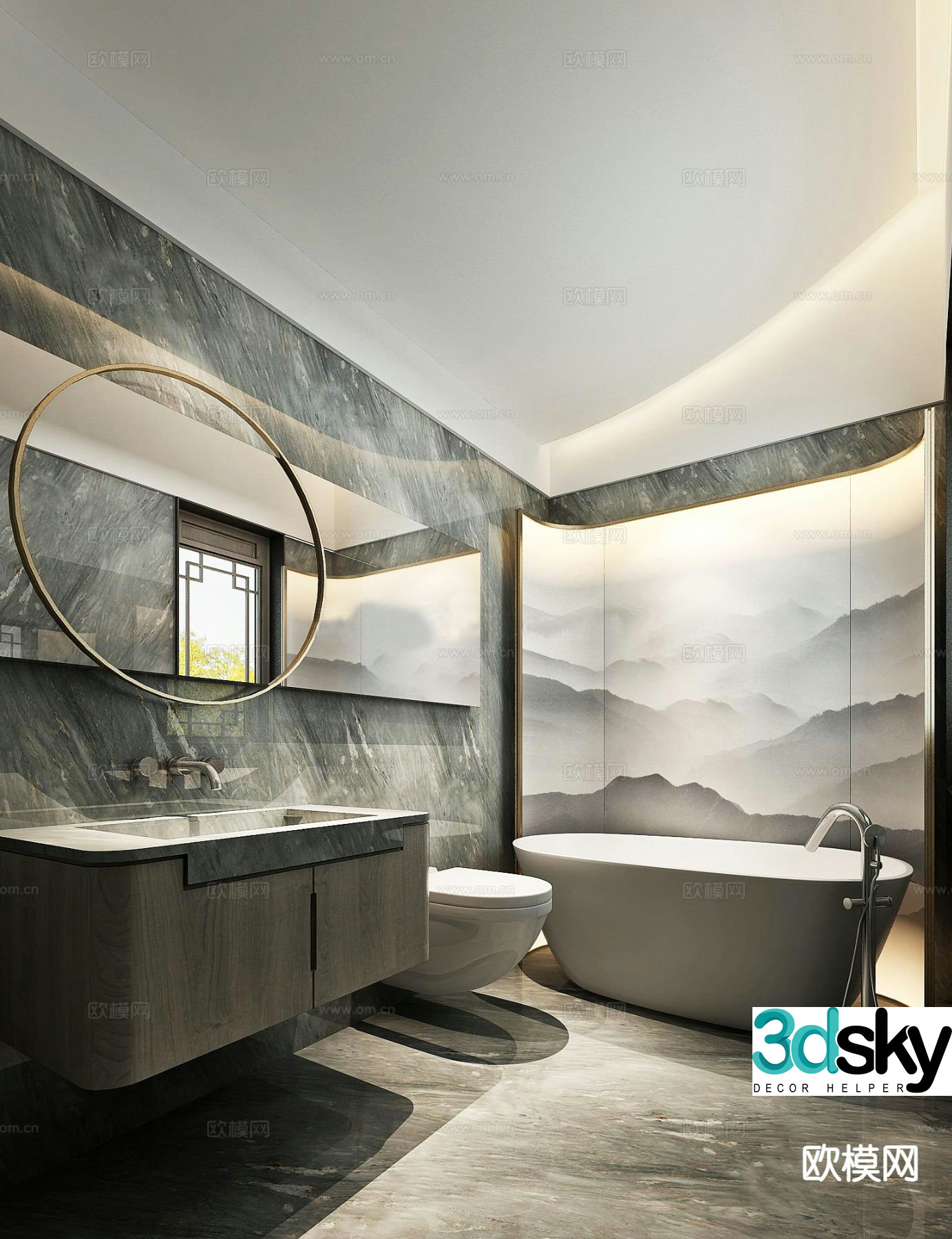 New Chinese style bathroom bathroom 3d model