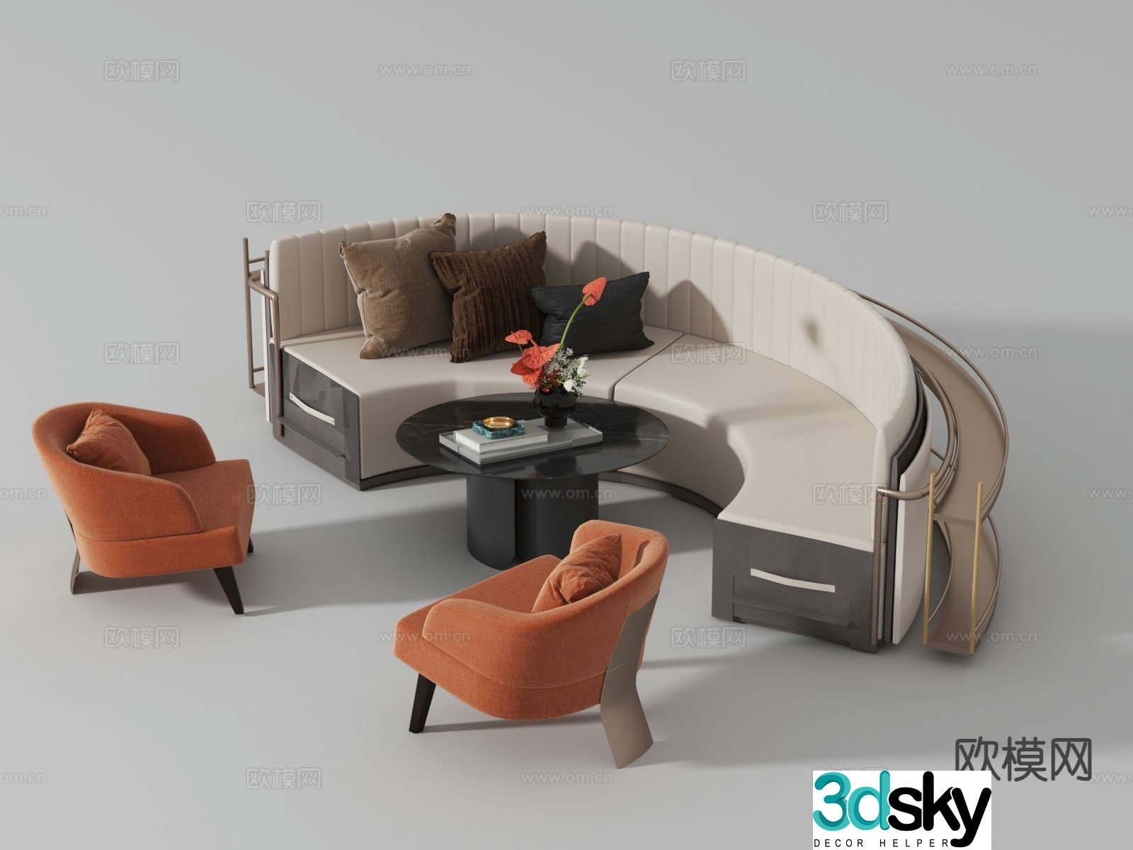 Modern modular sofa curved sofa 3d model