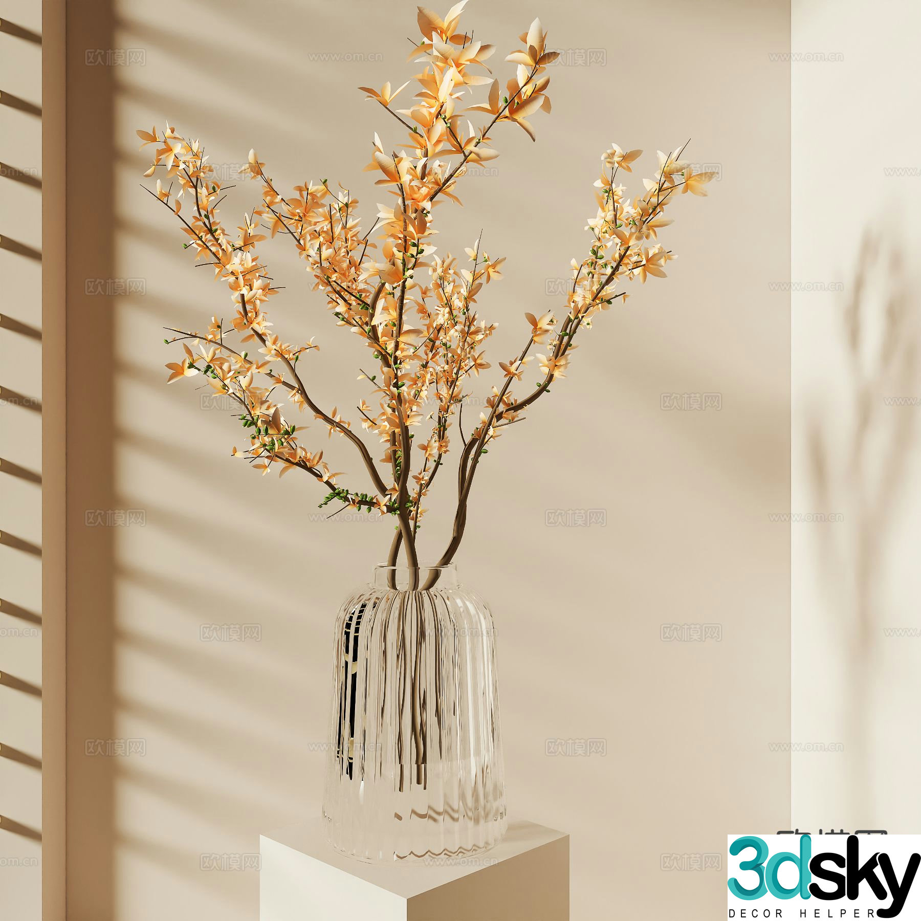 Cream style vase floral arrangement flower arrangement 3d model