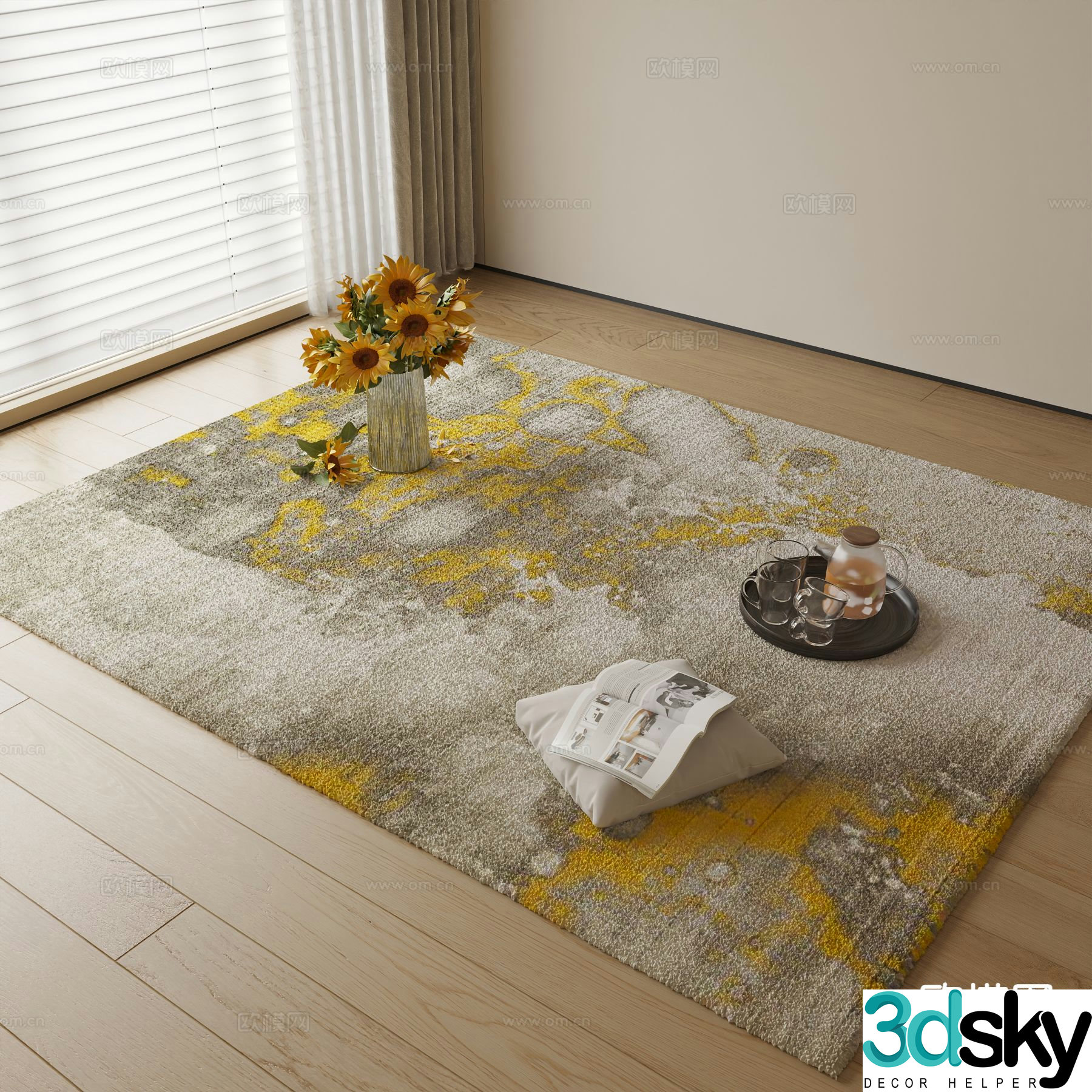 abstract carpet square rug 3d model