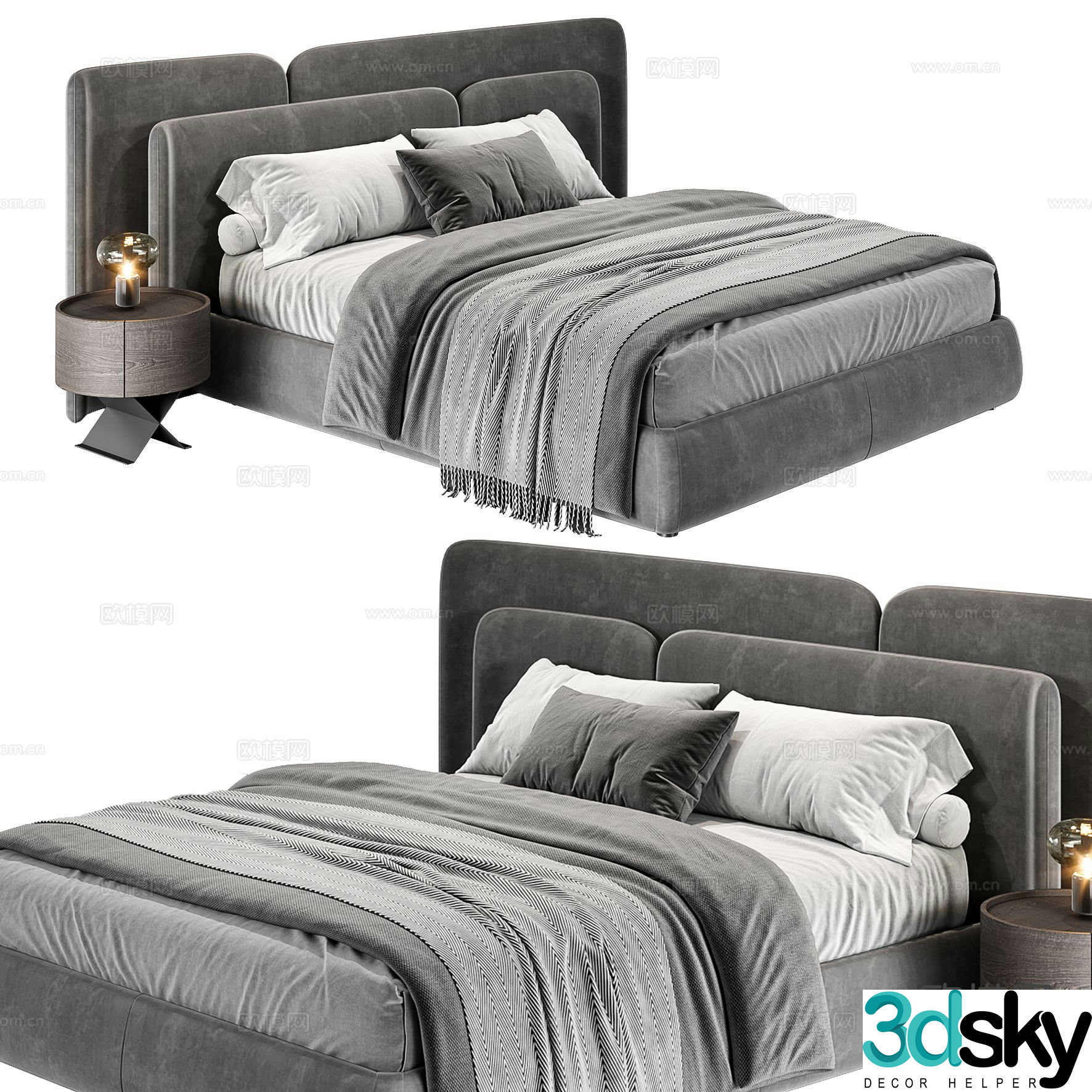 Modern double bed 3d model