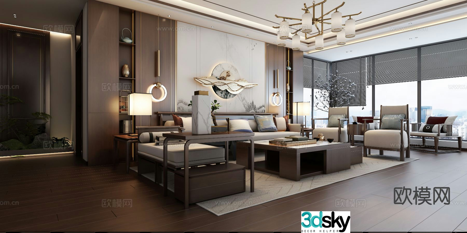 New Chinese style living room 3d model