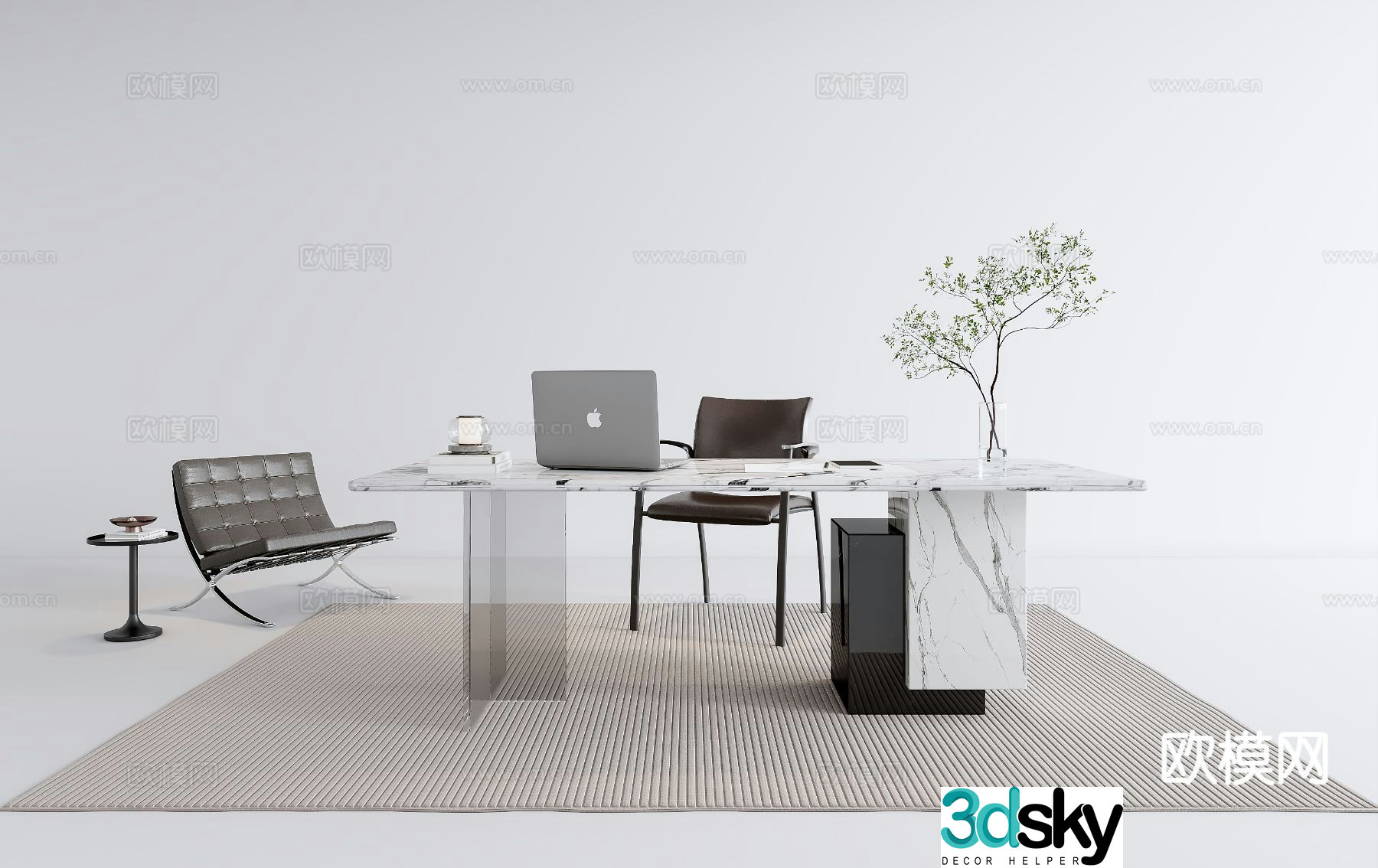 modern desk desk 3d model