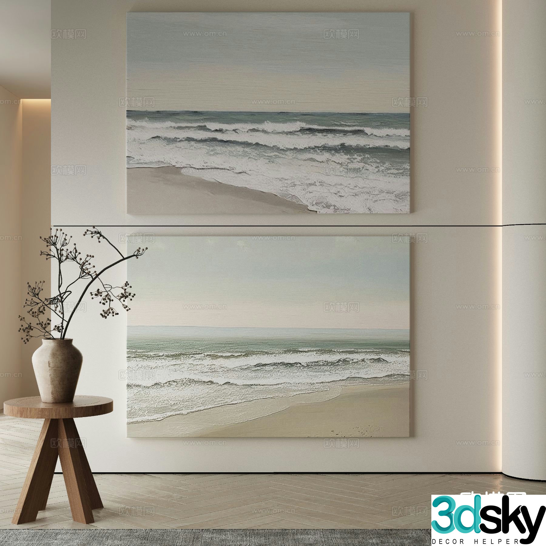 Wabi-sabi painting texture painting decorative painting hanging painting 3D model