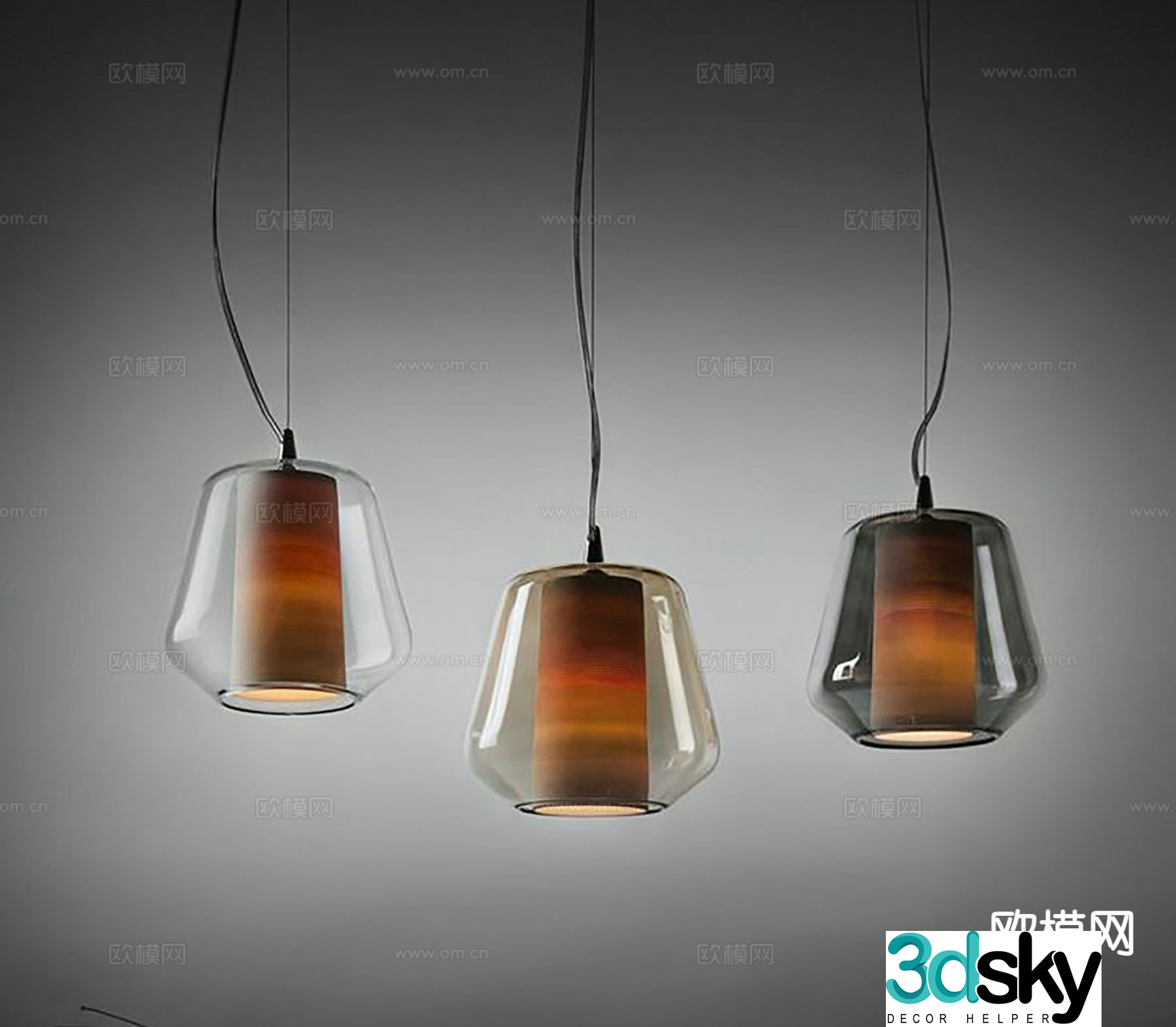 Glass small chandelier 3d model