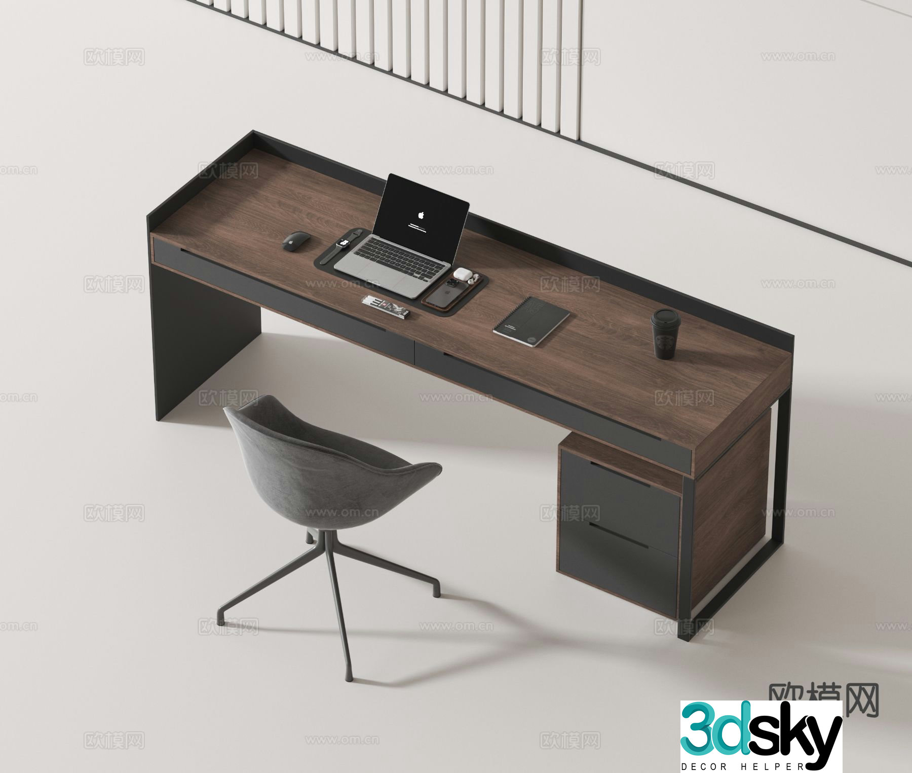 Italian style office desk desk 3d model