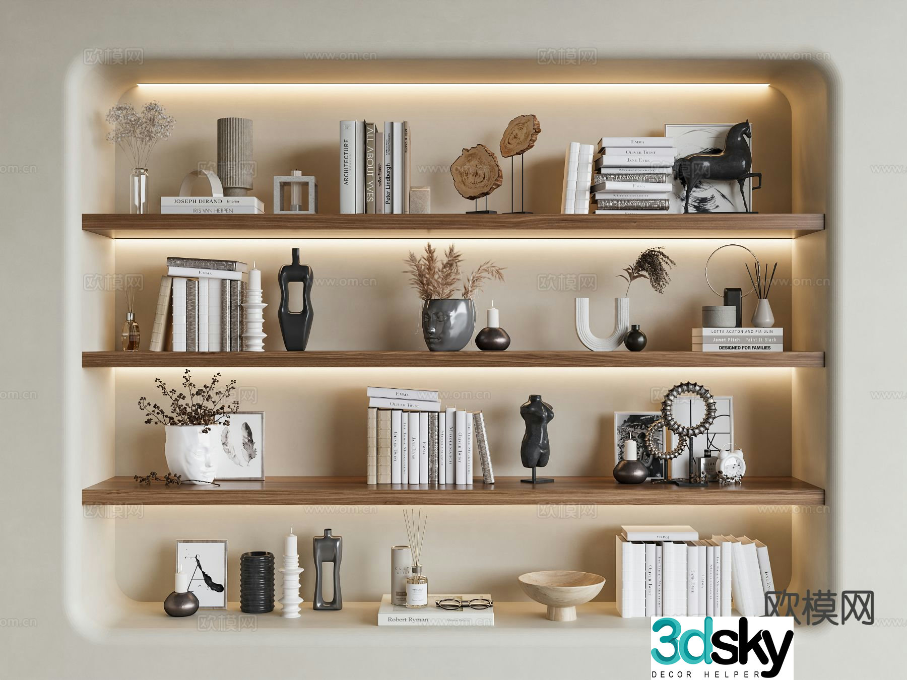 Wabi-sabi decorations books books vase 3d model