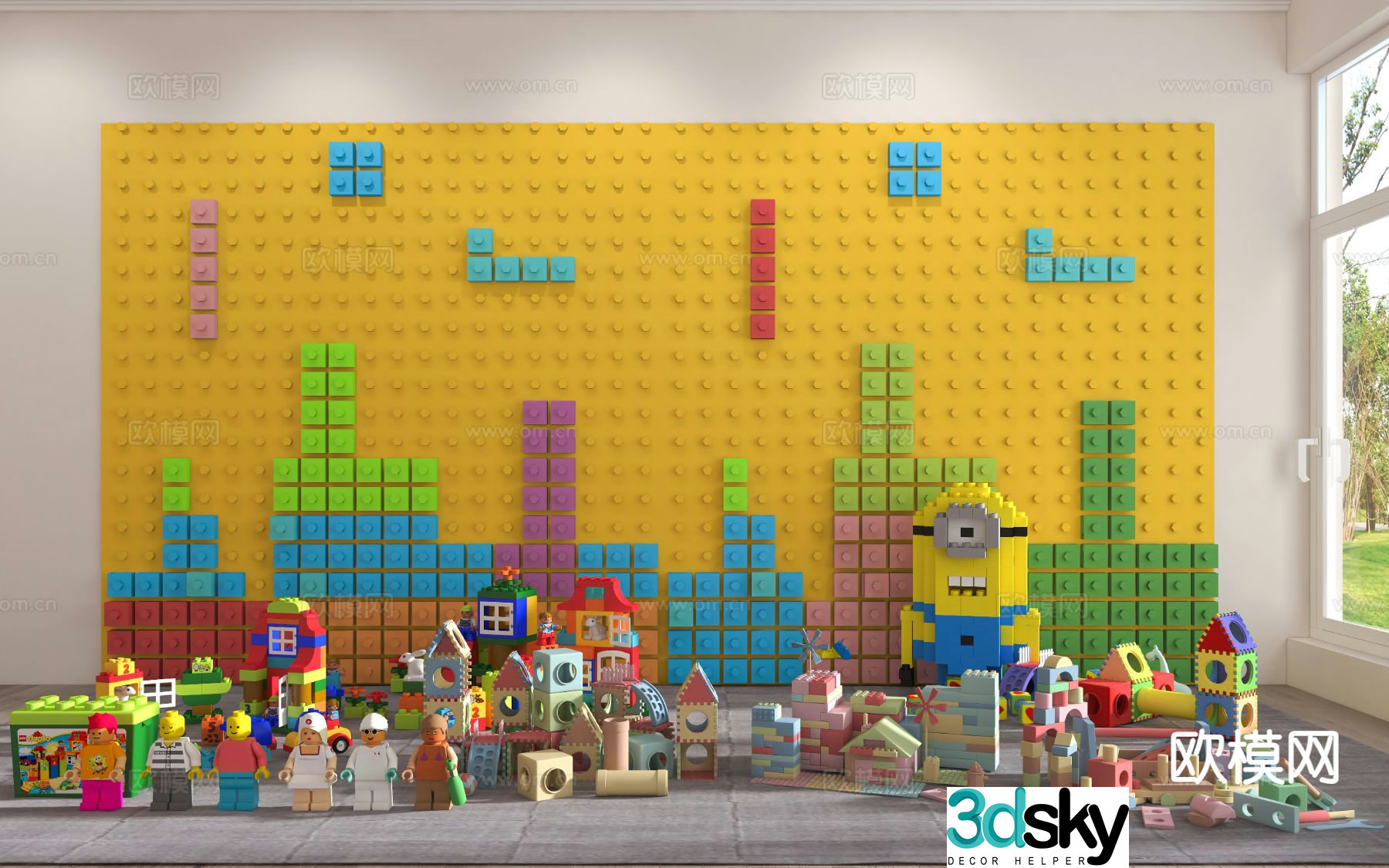 Children’s building block toy wall building block toy table 3d model