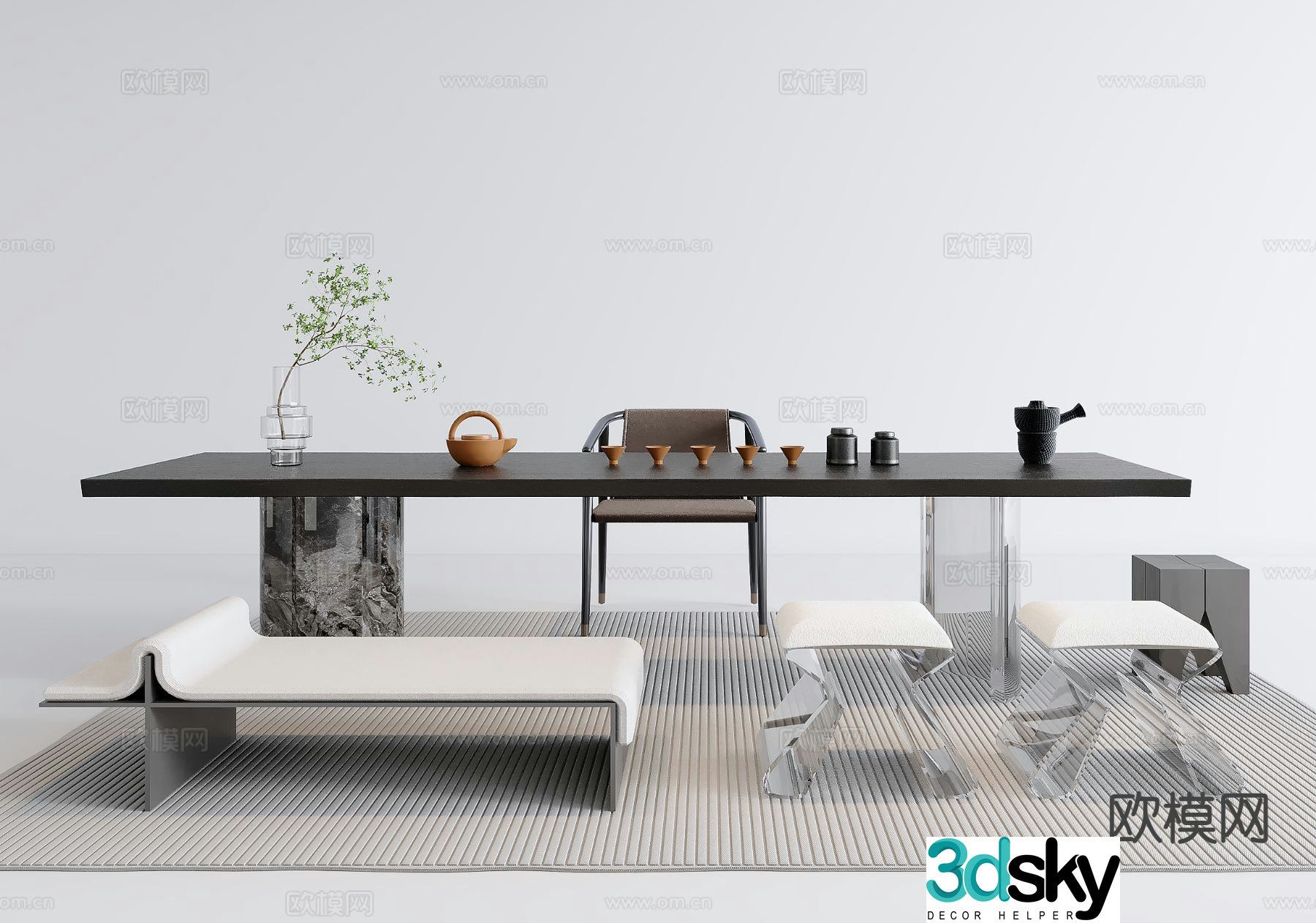 Modern tea table tea table 3d model