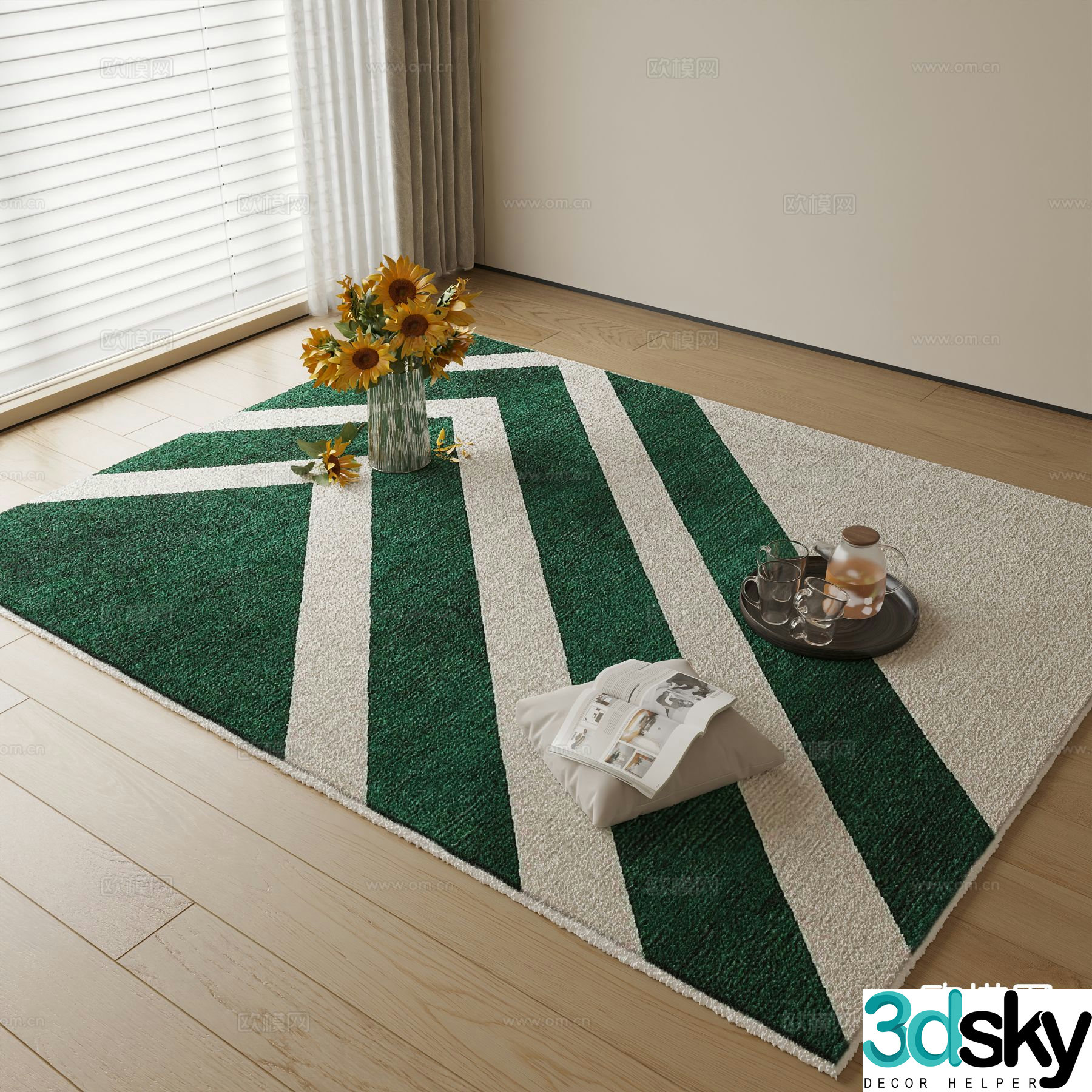 abstract carpet square rug 3d model