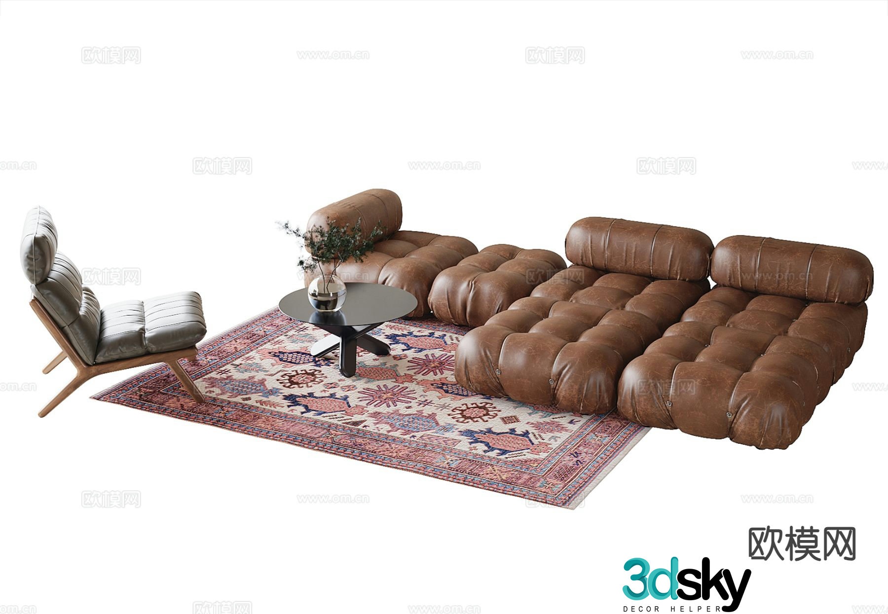 Medieval style modular sofa 3D model