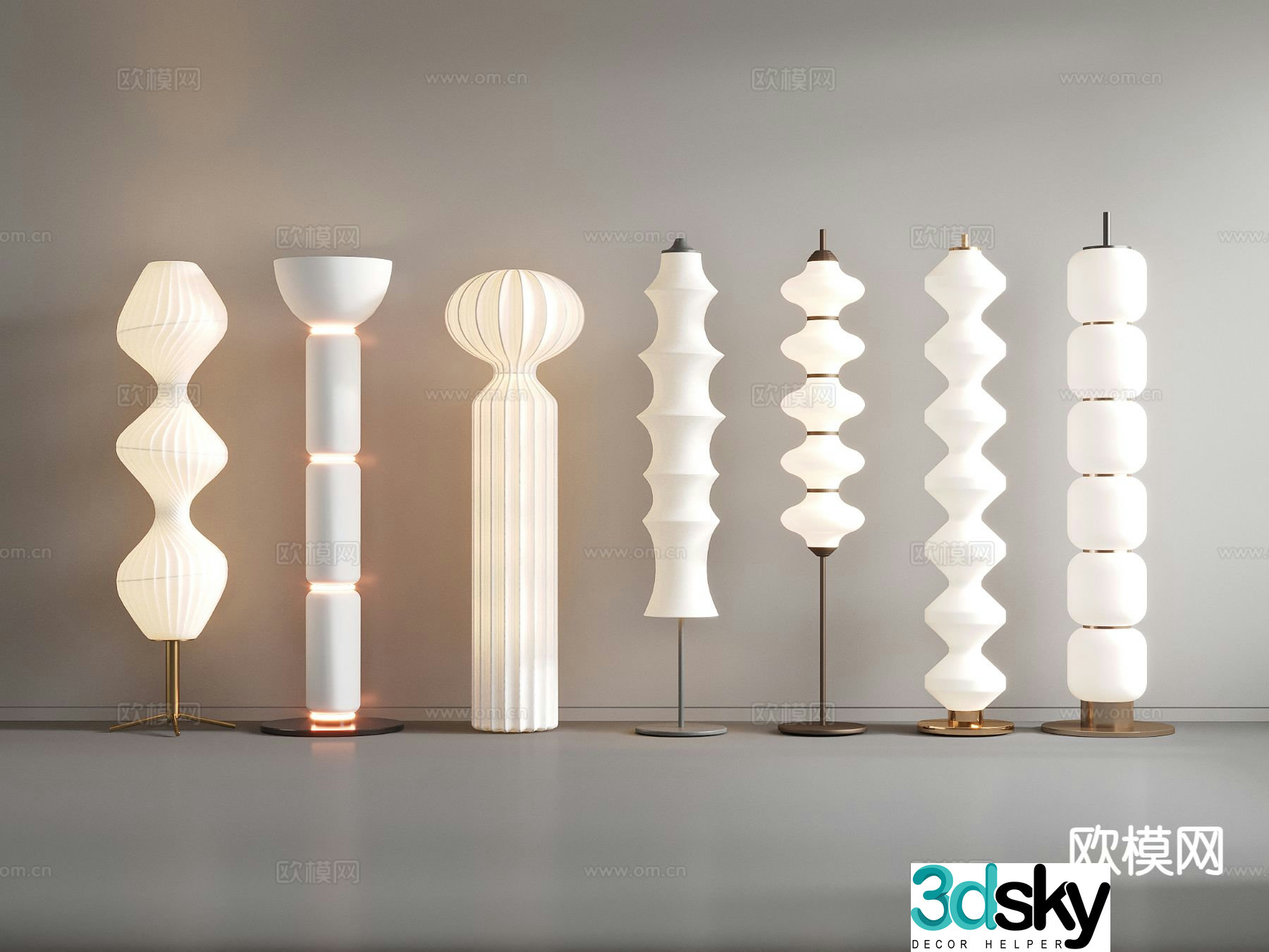 Cream style floor lamp beaded floor lamp 3d model