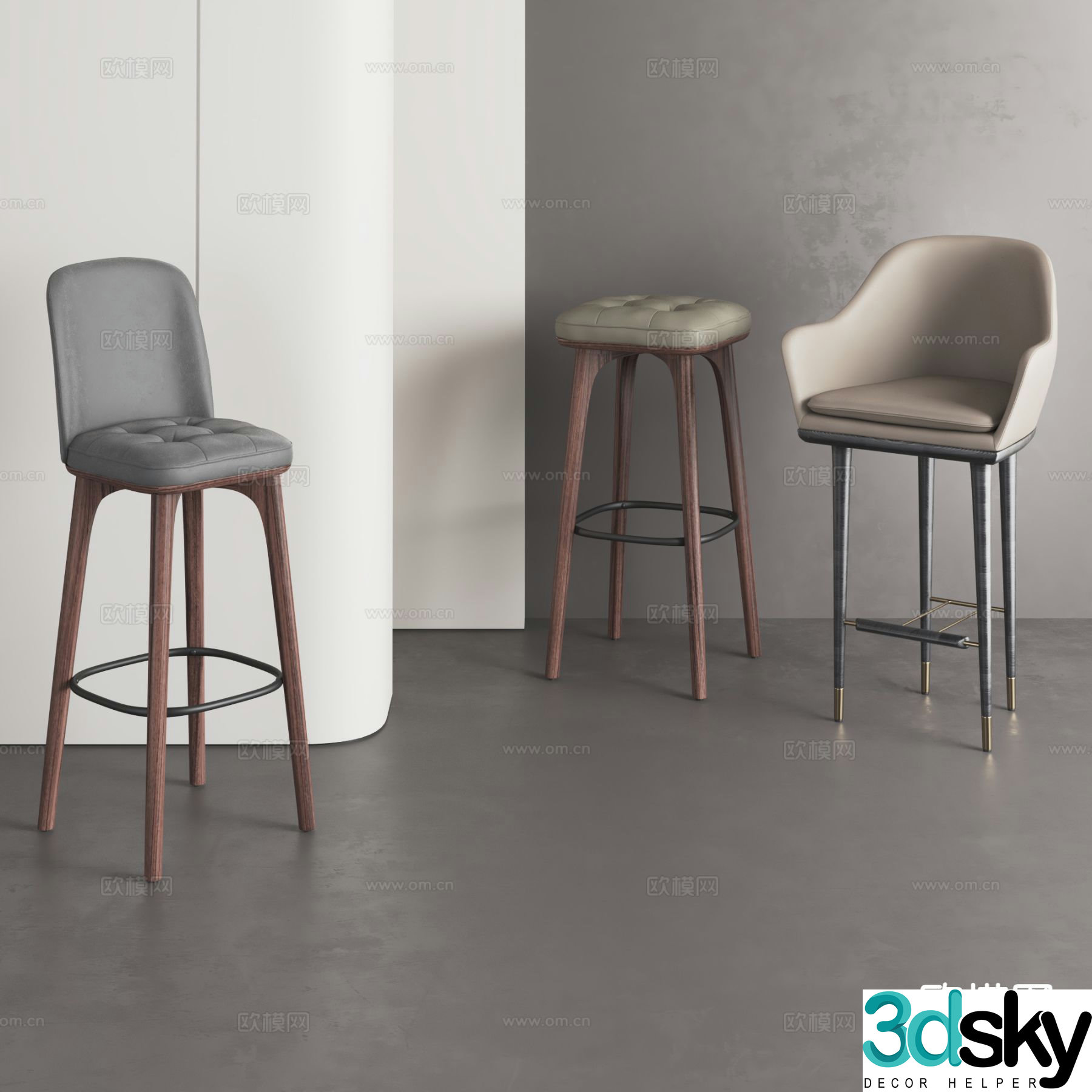 Wabi Sabi bar stool bar stool high stool 3d model