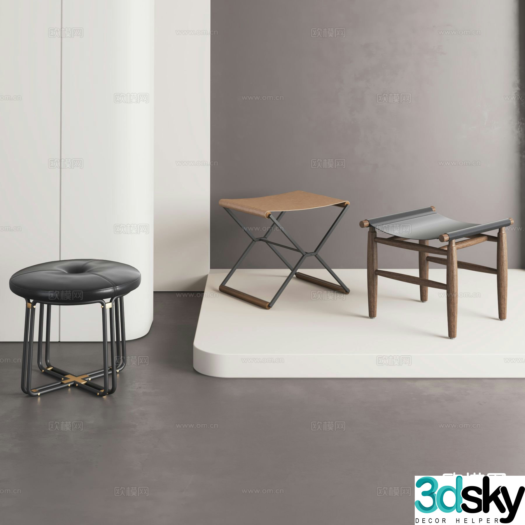 wabi-sabi stool low stool 3d model