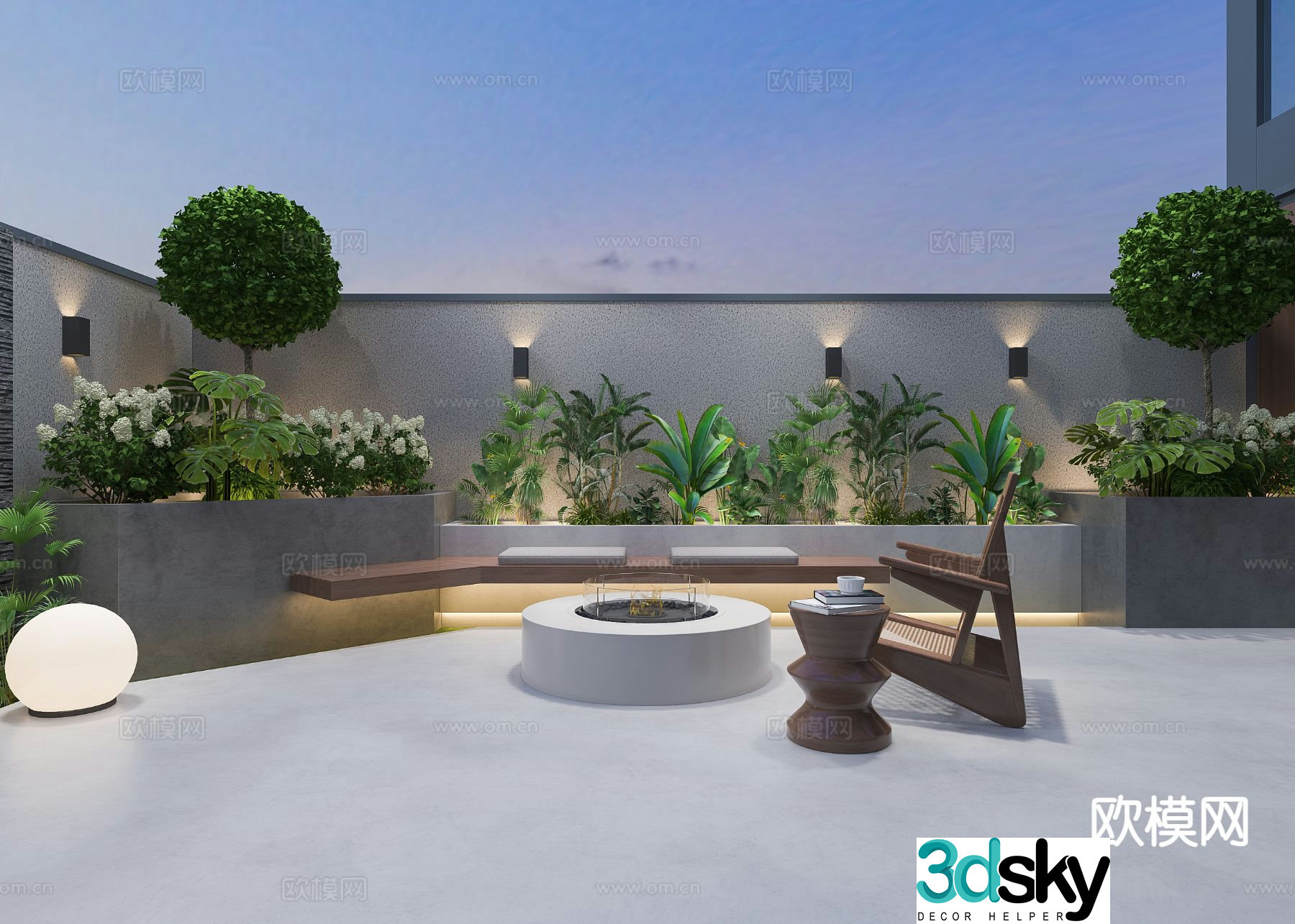 Courtyard landscape garden 3d model