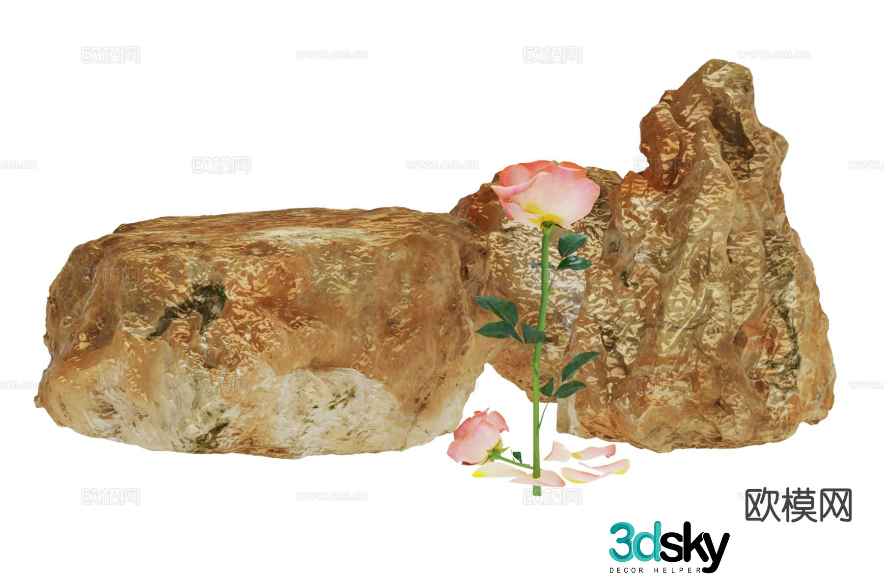 stones stones flowers 3d model