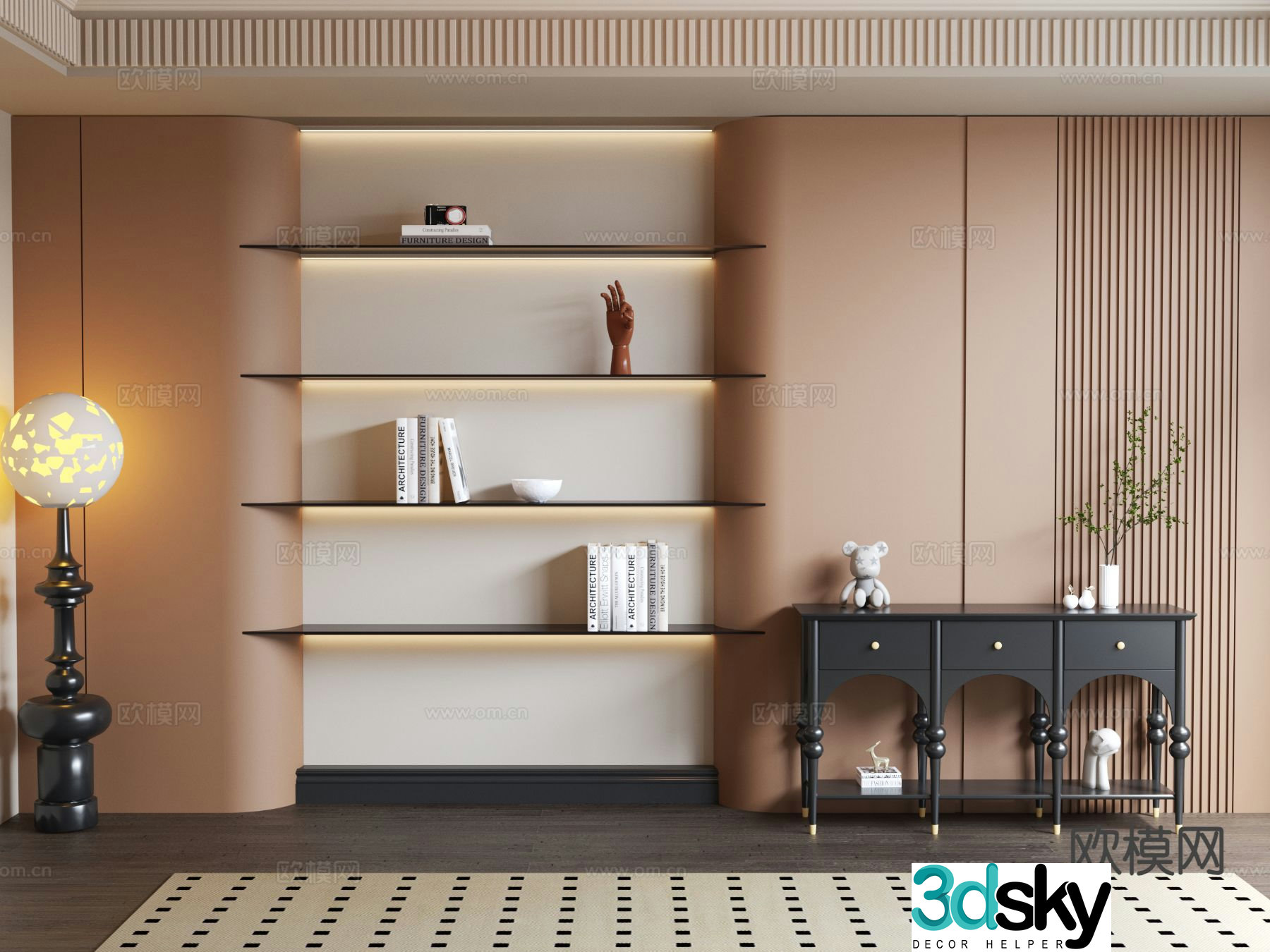 Italian bookcase display cabinet side cabinet 3d model