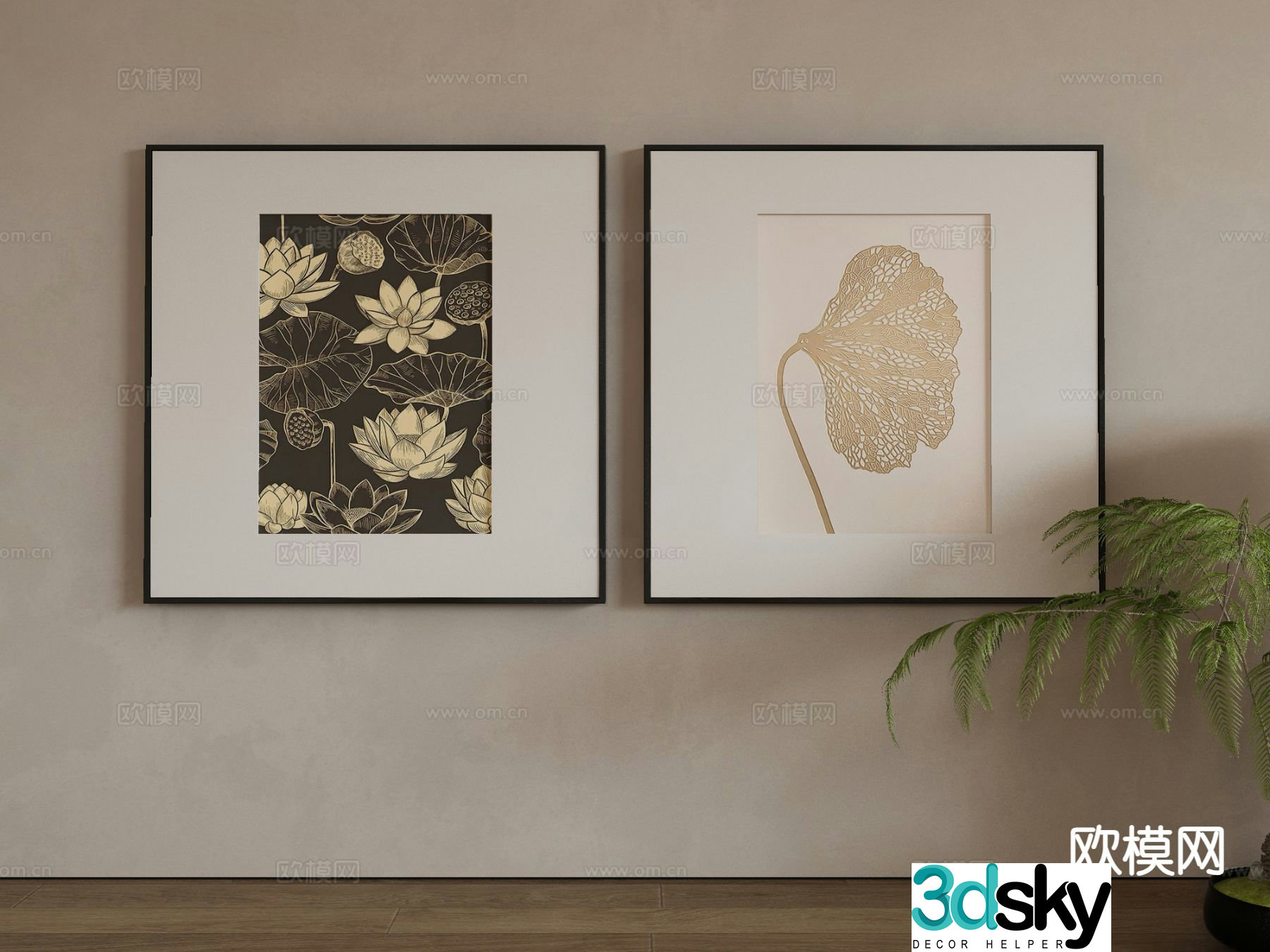 Modern decorative painting retro hanging painting 3d model