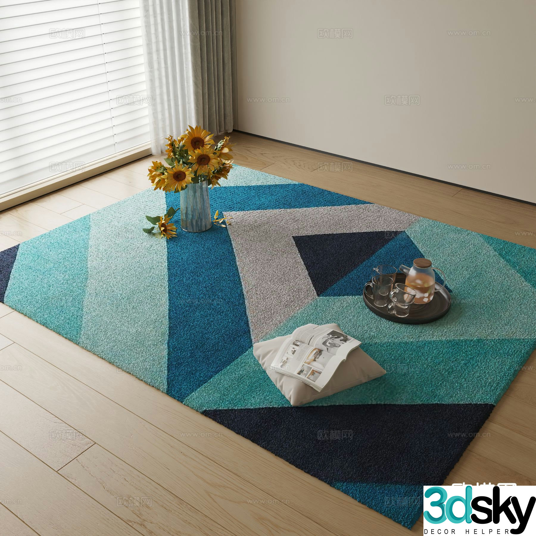 Modern carpet square rug 3d model