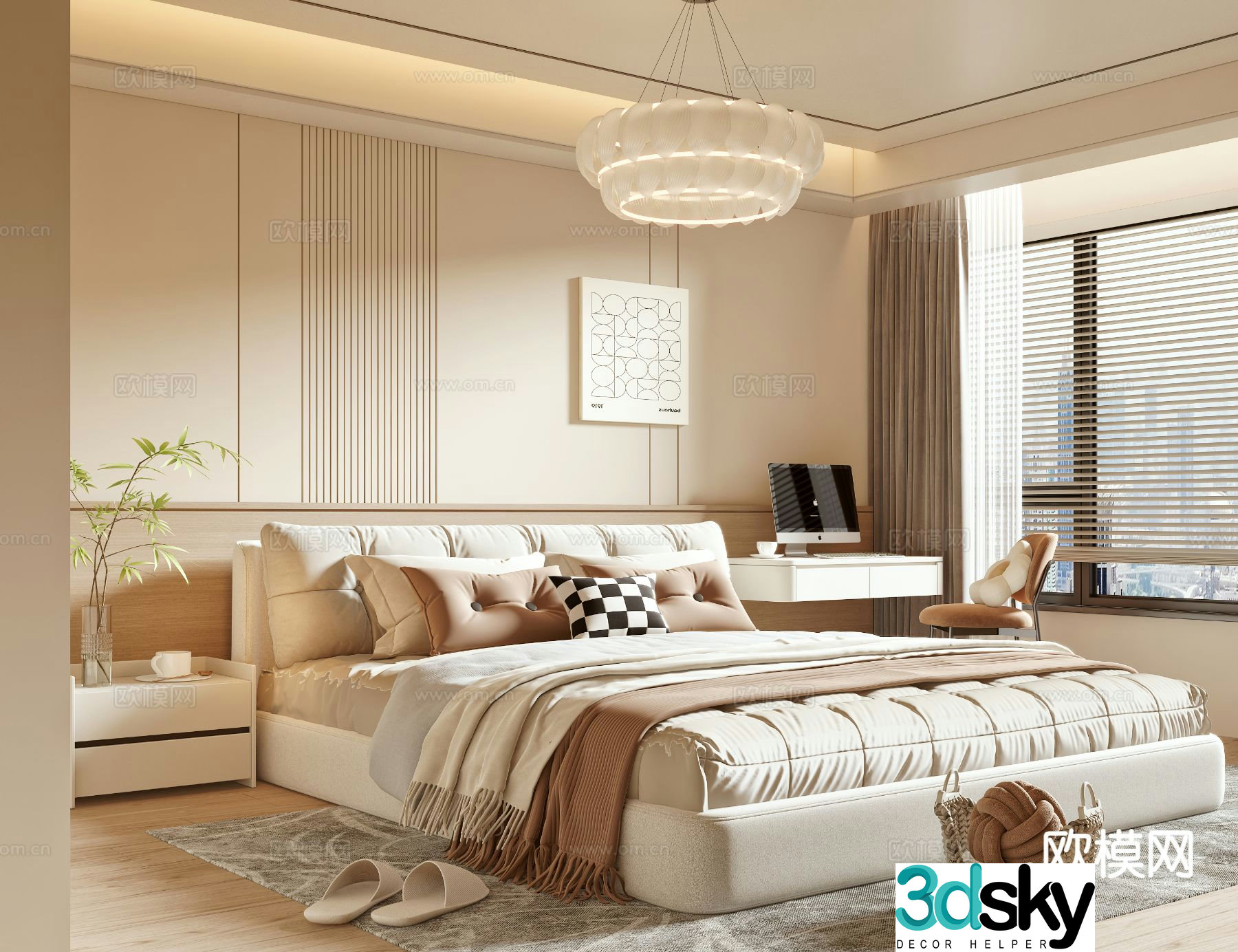 Cream style bedroom master bedroom 3d model