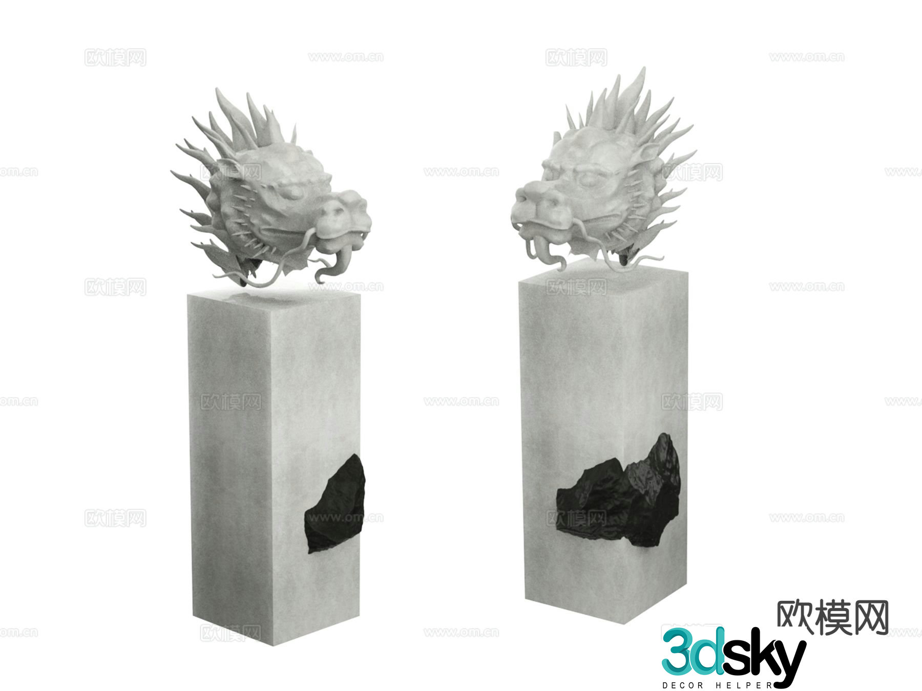 Dragon head sculpture Shenlong ornaments 3D model