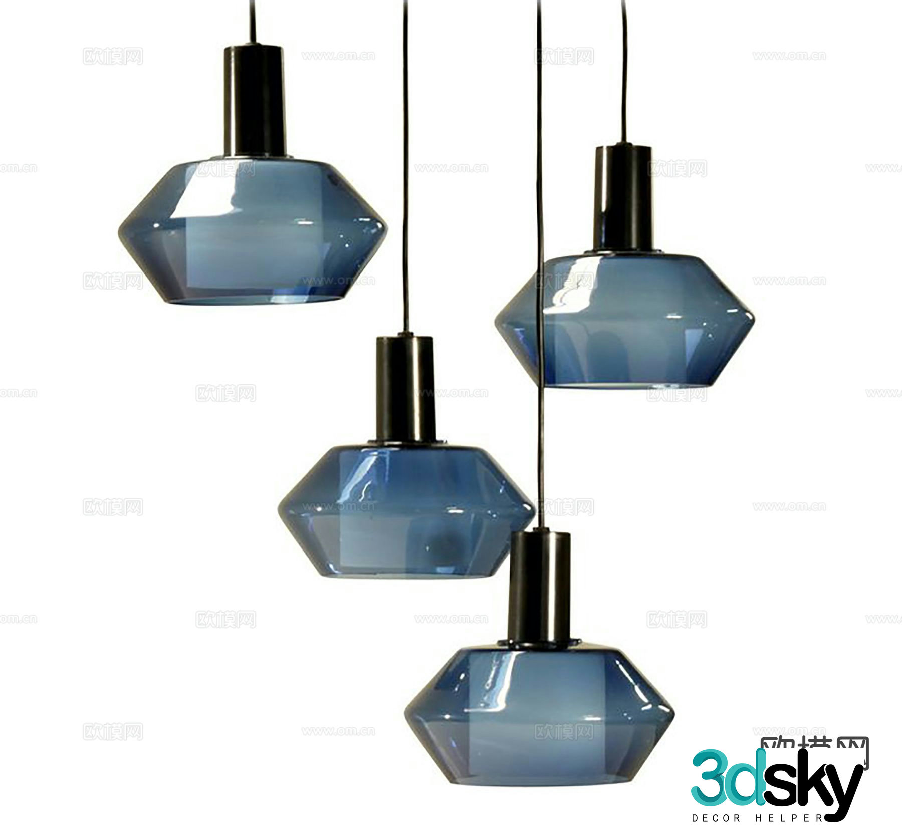 Modern glass chandelier 3d model