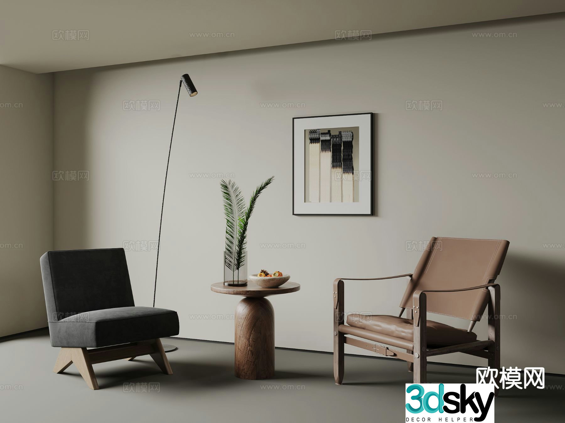 Wabi-sabi chair leisure chair 3d model