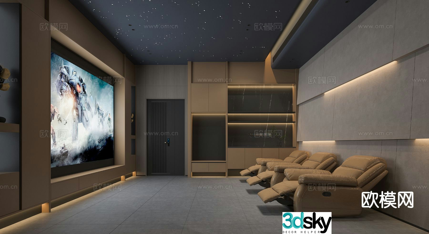 Modern audio-visual room audio-visual room leisure area 3d model