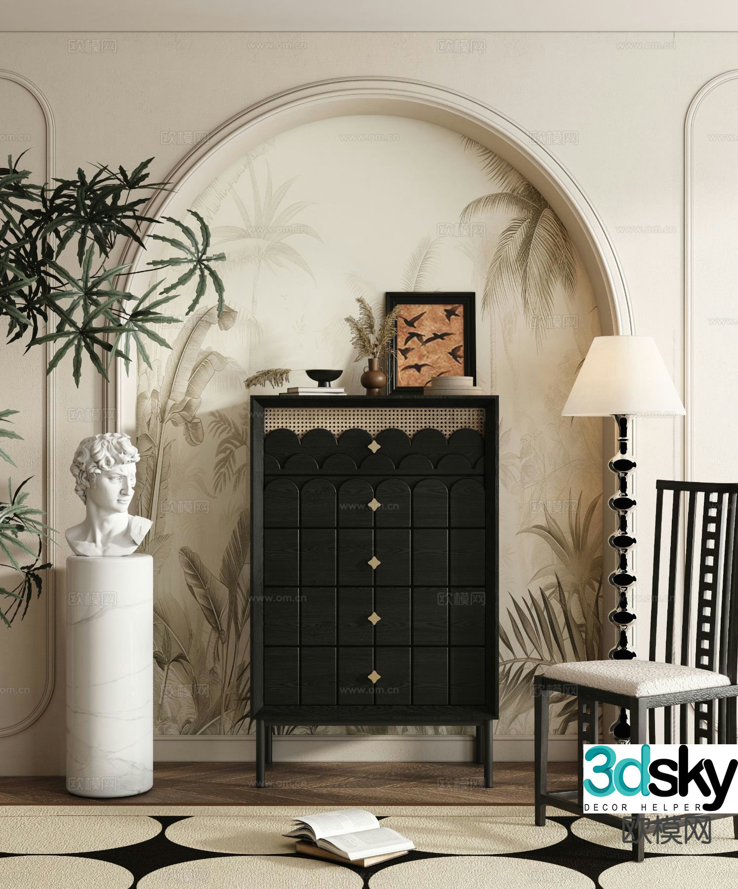 French side view cabinet drawer cabinet entrance cabinet 3D model