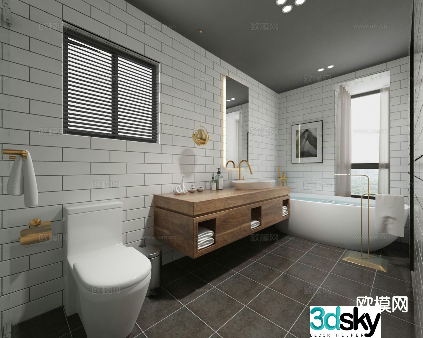 Modern hotel bathroom bathroom 3d model