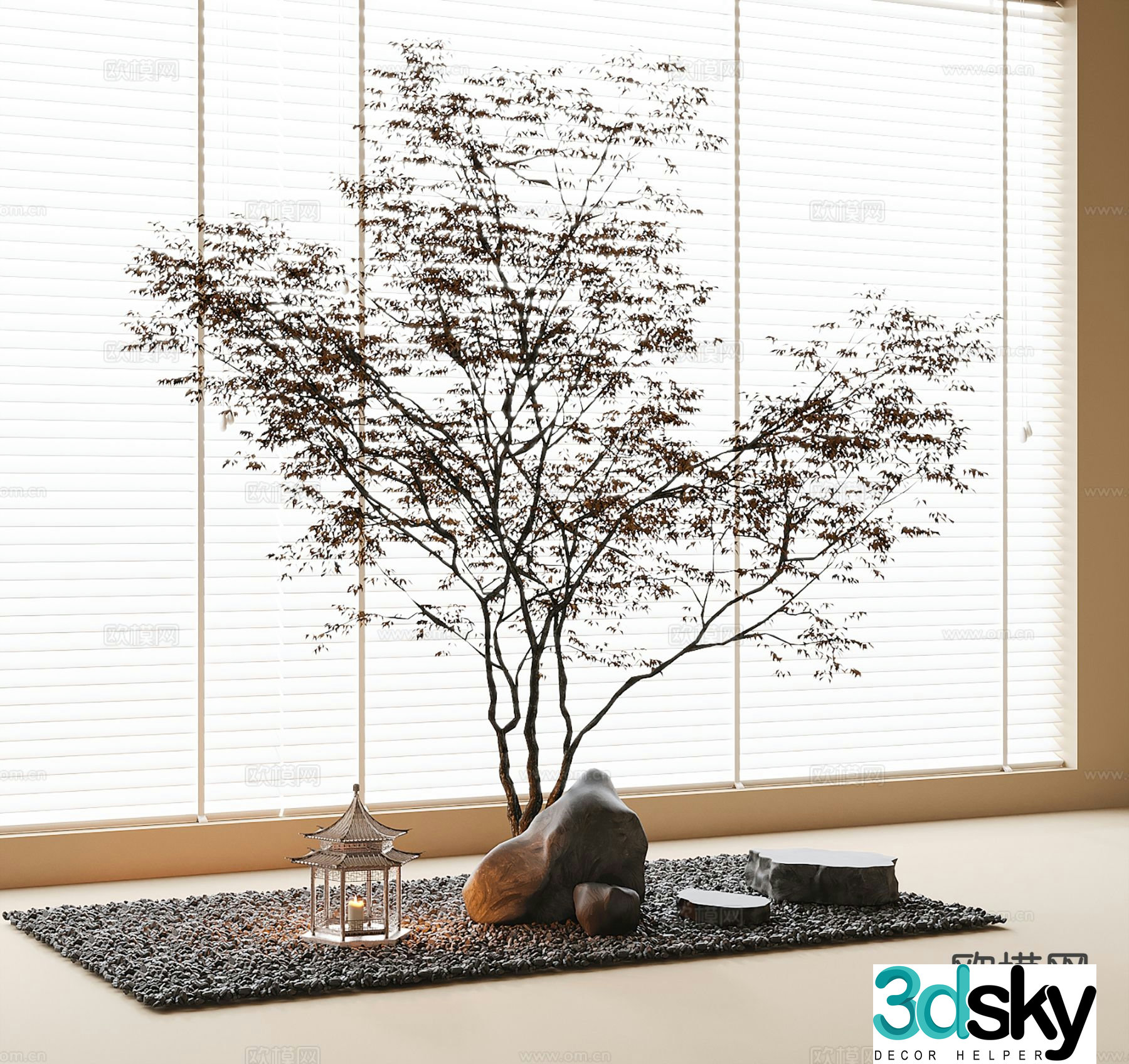 Modern landscape sketch indoor landscaping 3D model