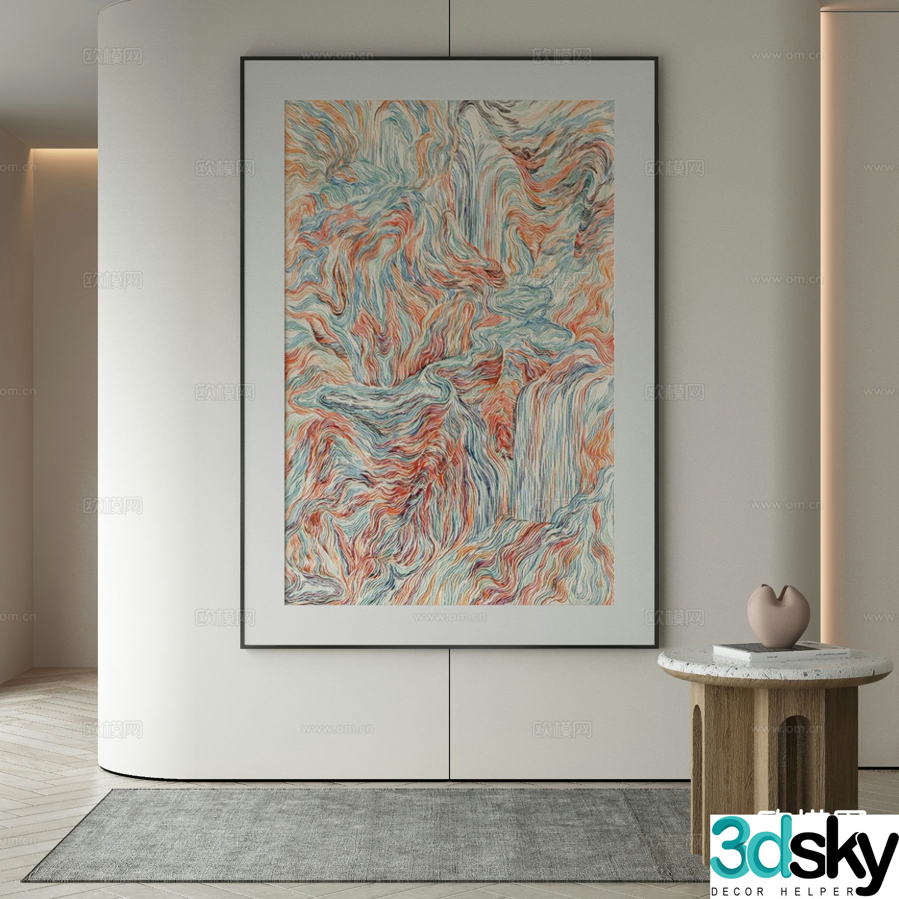 Modern decorative painting abstract hanging painting 3d model
