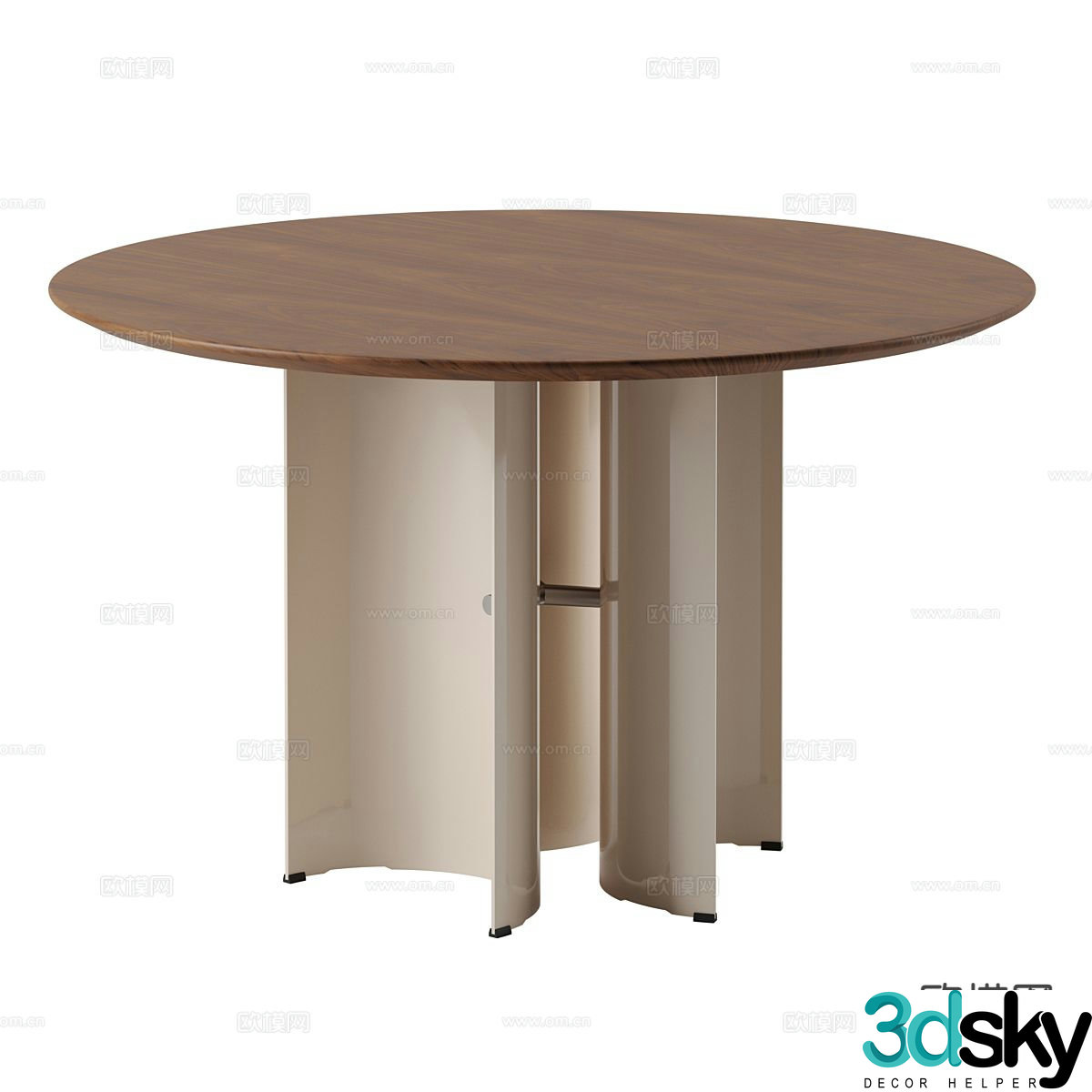 Modern round dining table 3d model