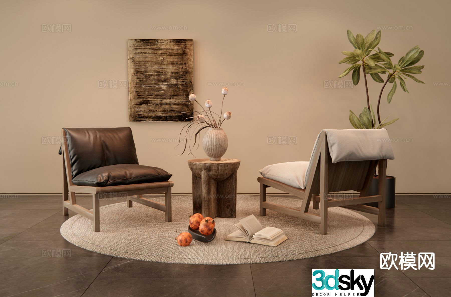 Medieval style chair leisure chair table 3d model