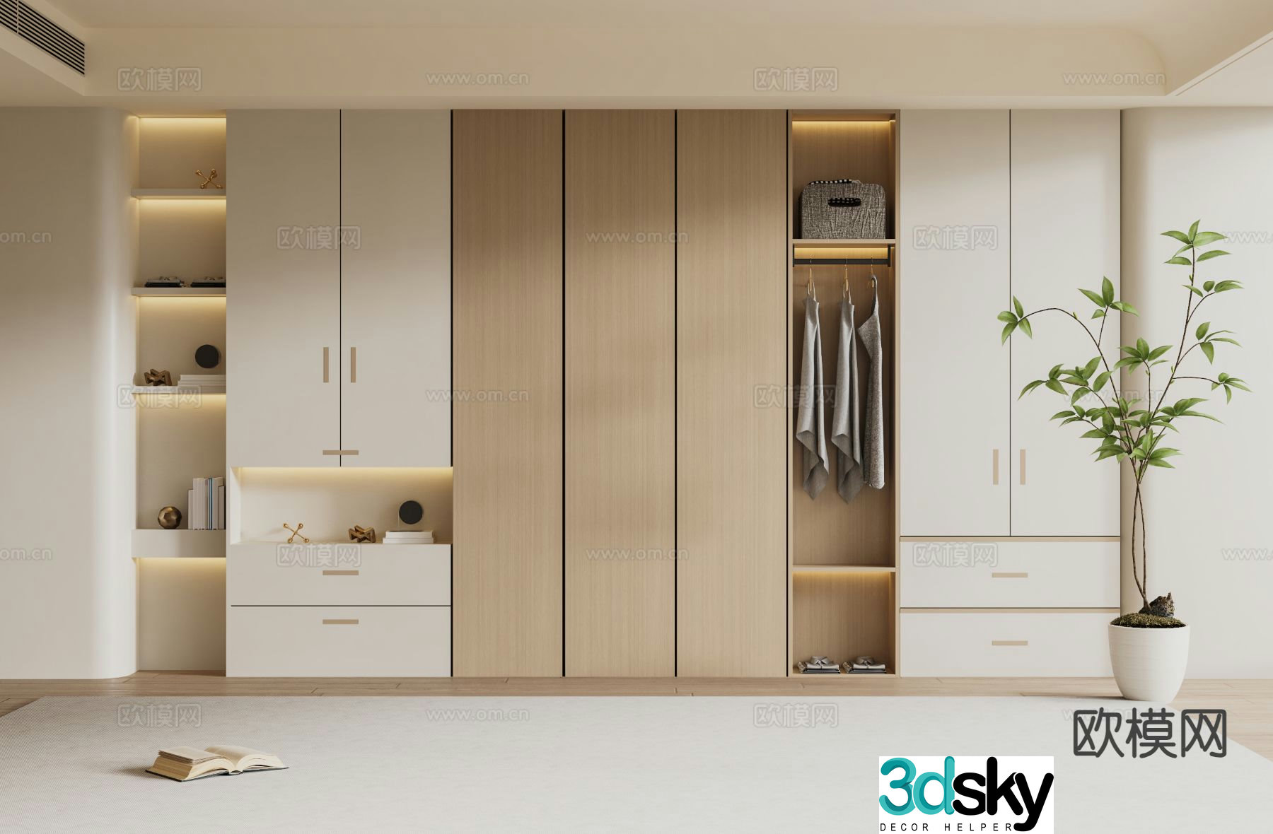 Cream style wardrobe wardrobe 3d model