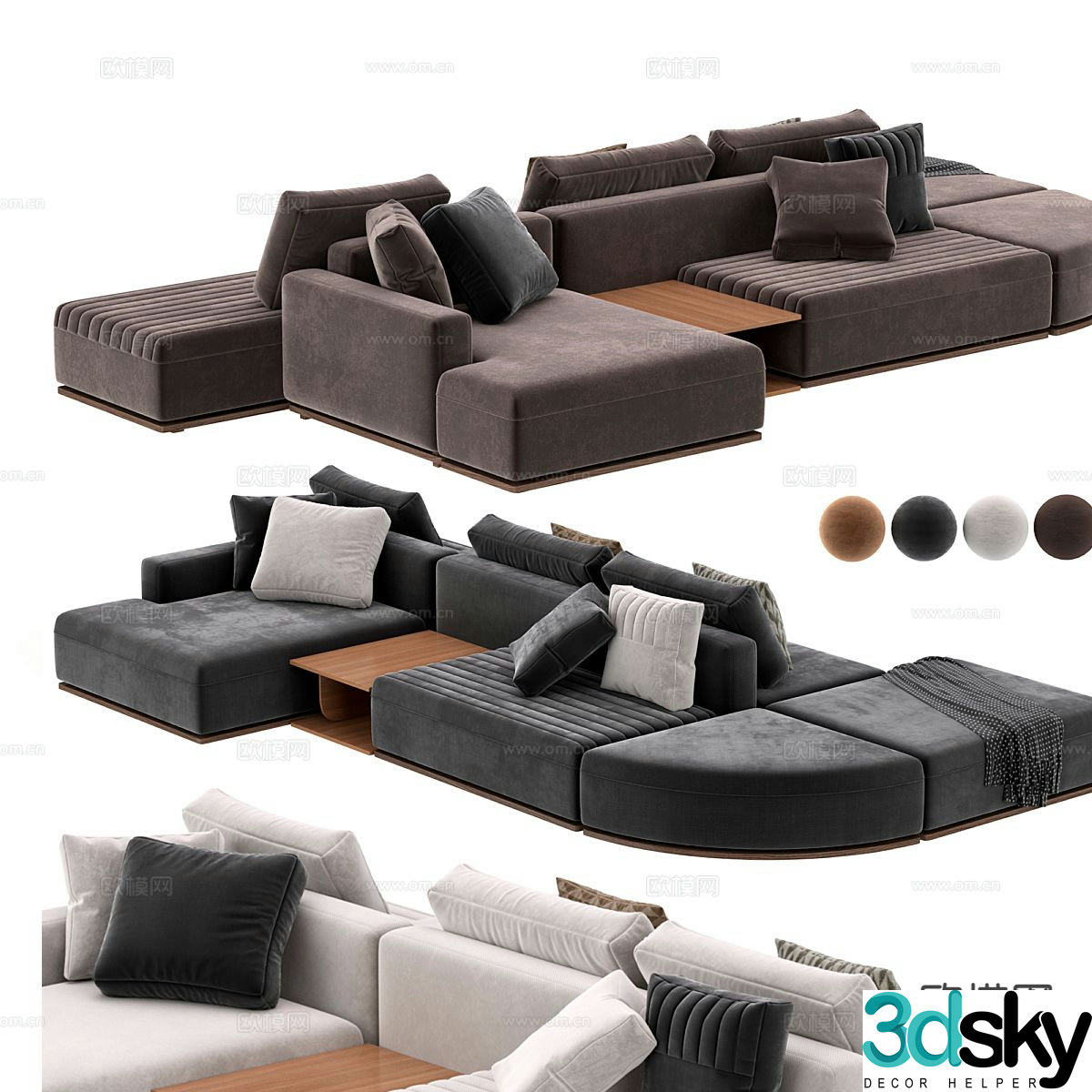 Card seat sofa double sofa 3d model