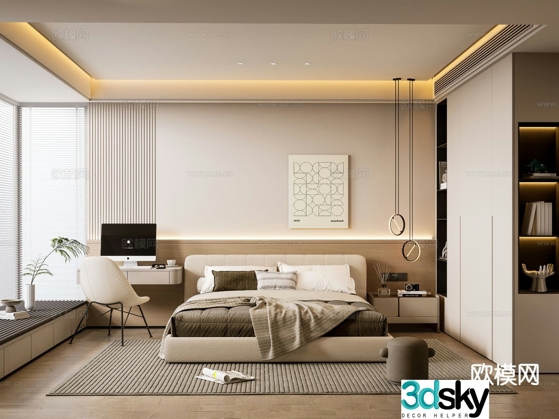 Modern bedroom master bedroom 3d model