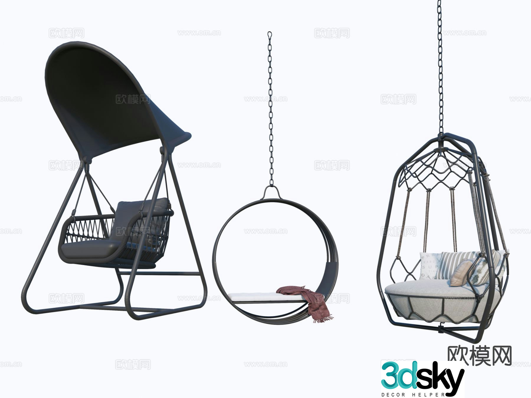 Modern outdoor hanging chair swing chair single hanging chair 3d model