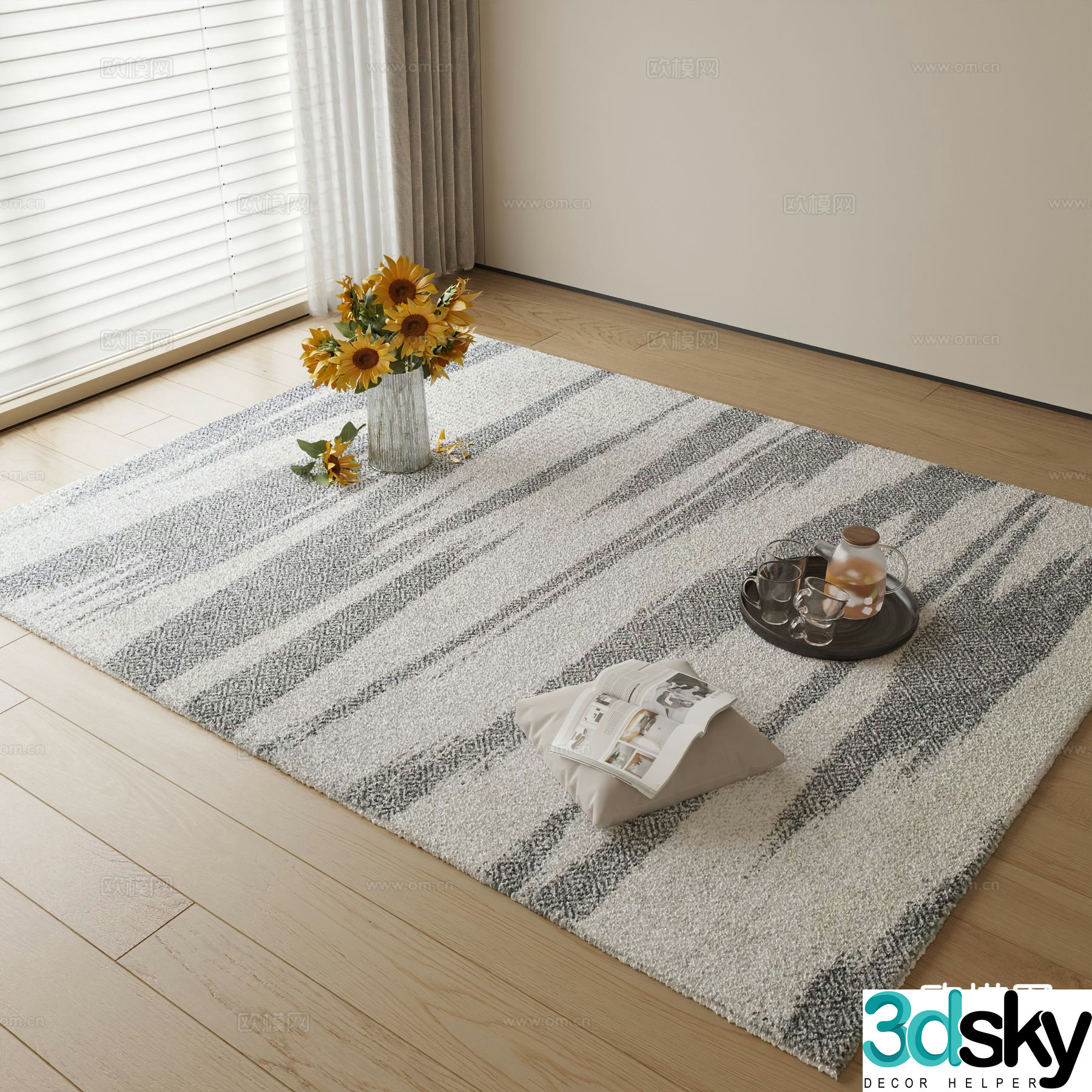 Modern carpet square rug 3d model