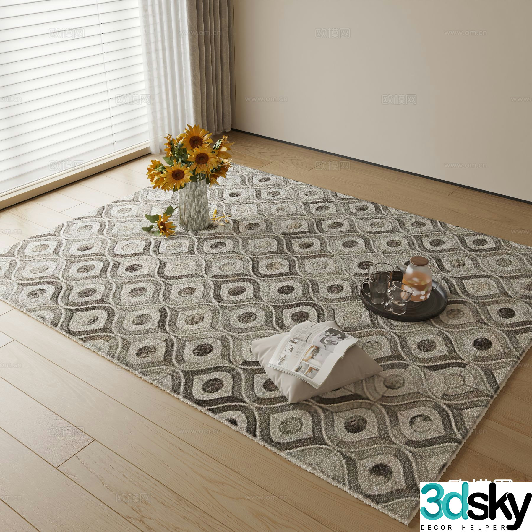 Modern carpet square rug 3d model