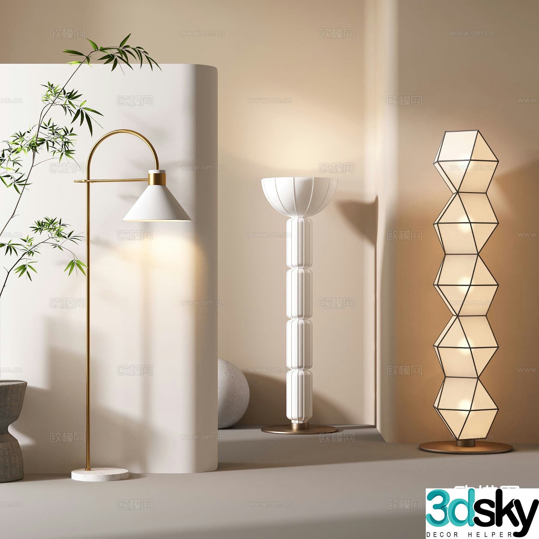 French floor lamp artistic floor lamp 3d model