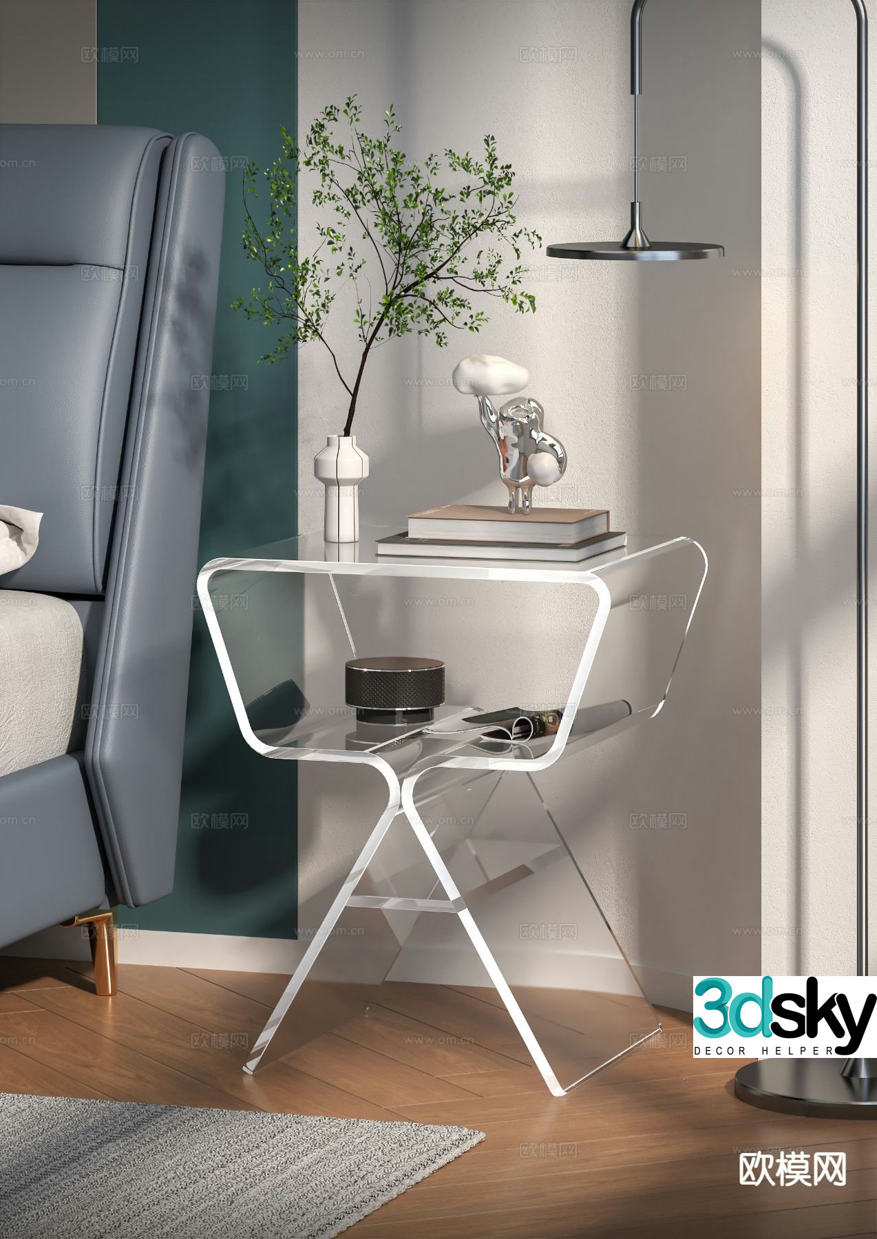 Acrylic bedside table 3d model