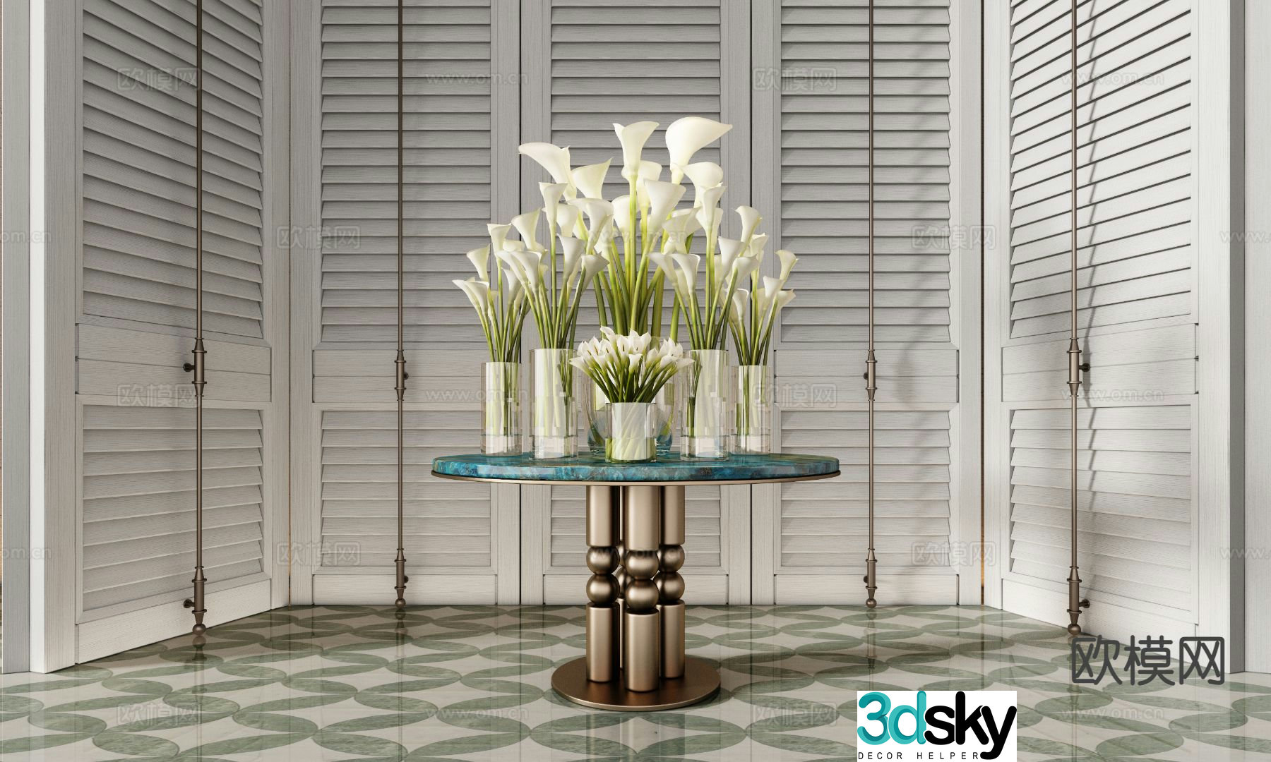 Hotel end view deck entrance deck 3D model