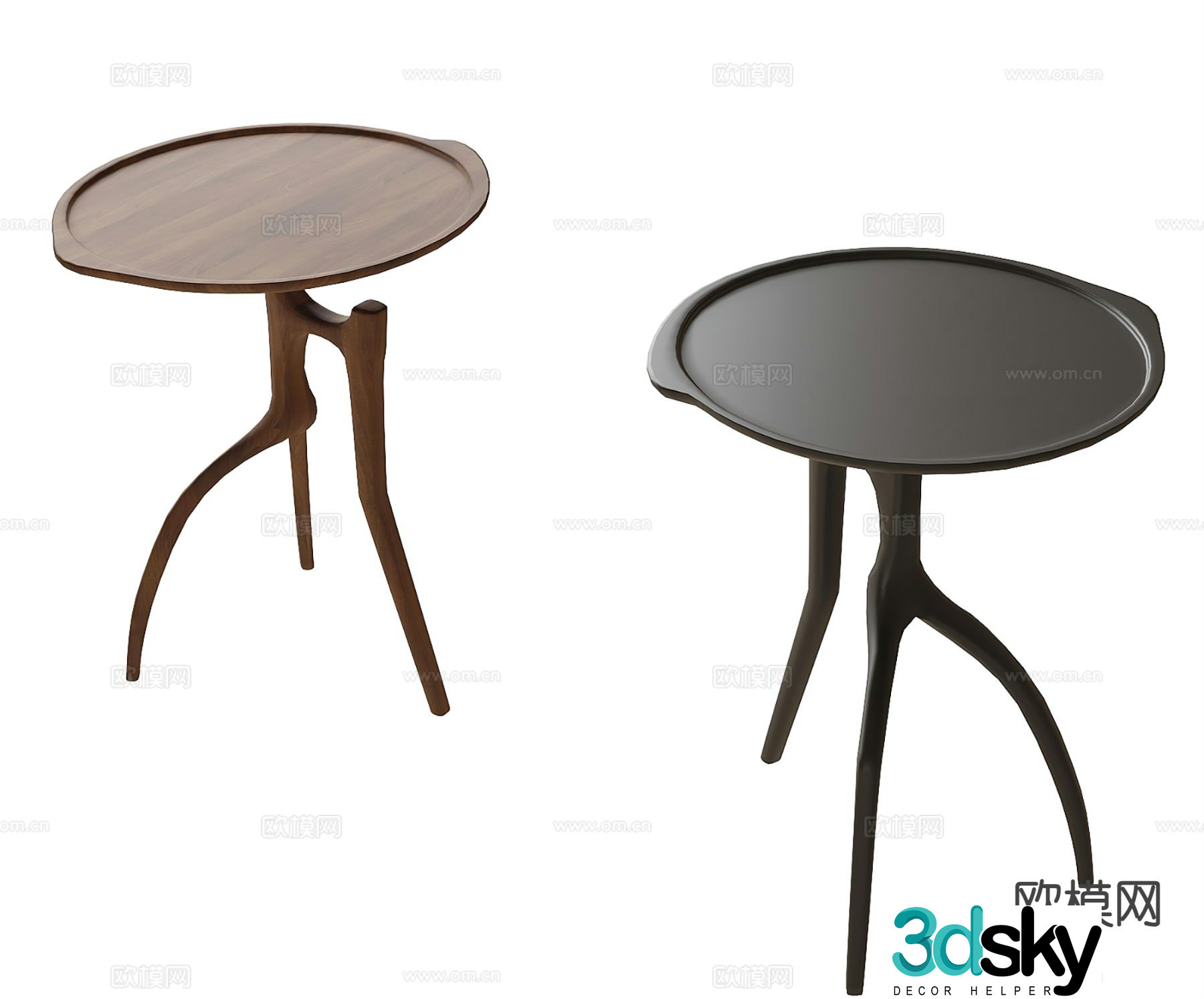 Modern corner table side table round table 3D model