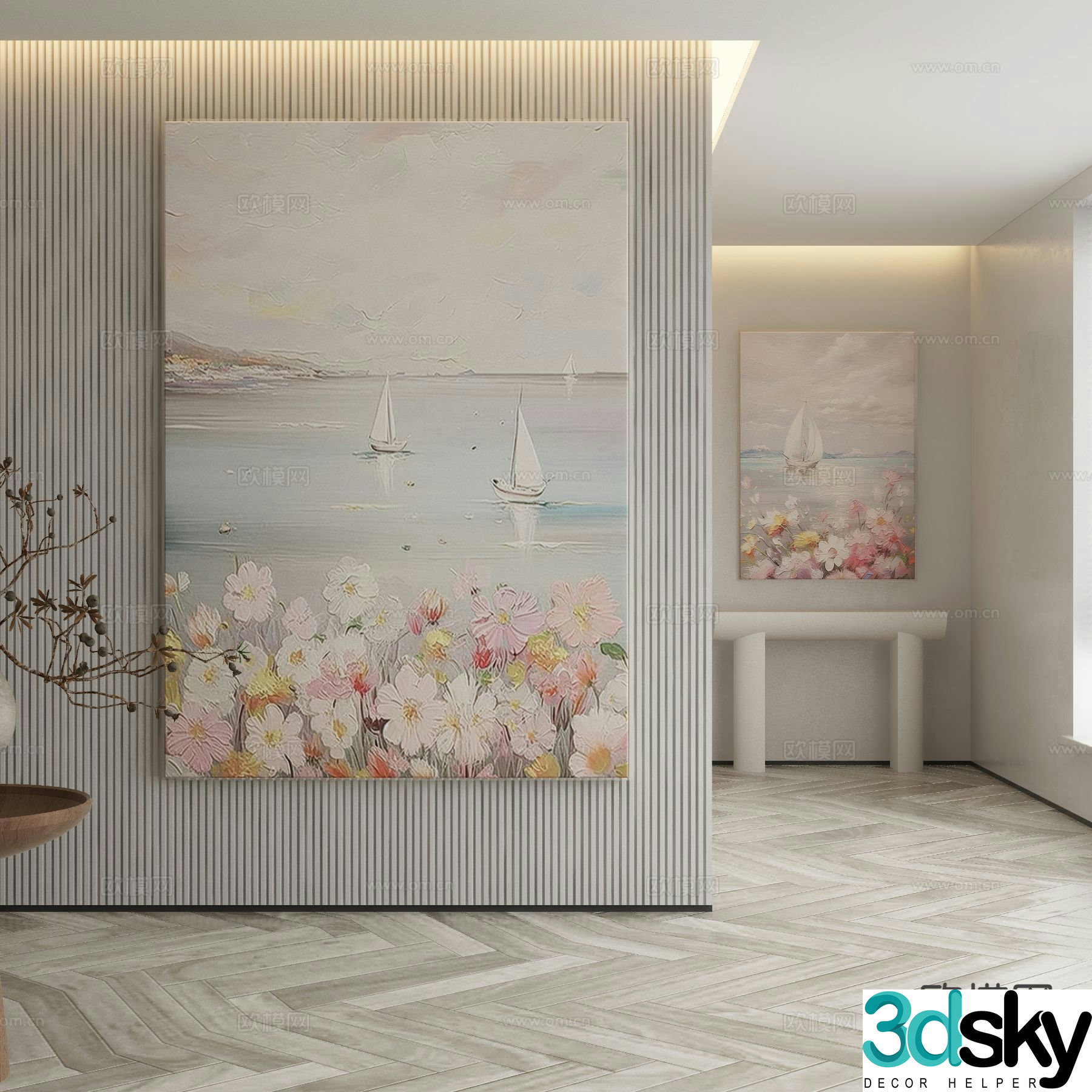 Modern decorative painting oil painting landscape painting 3d model