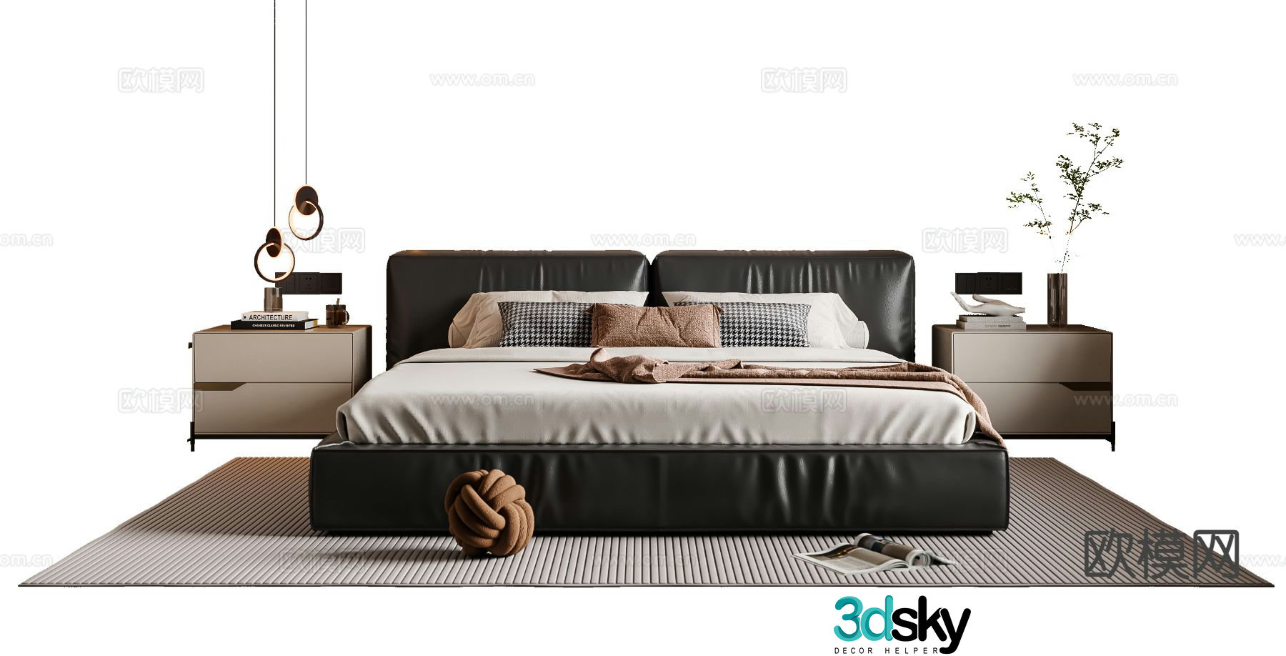 Modern double bed 3d model