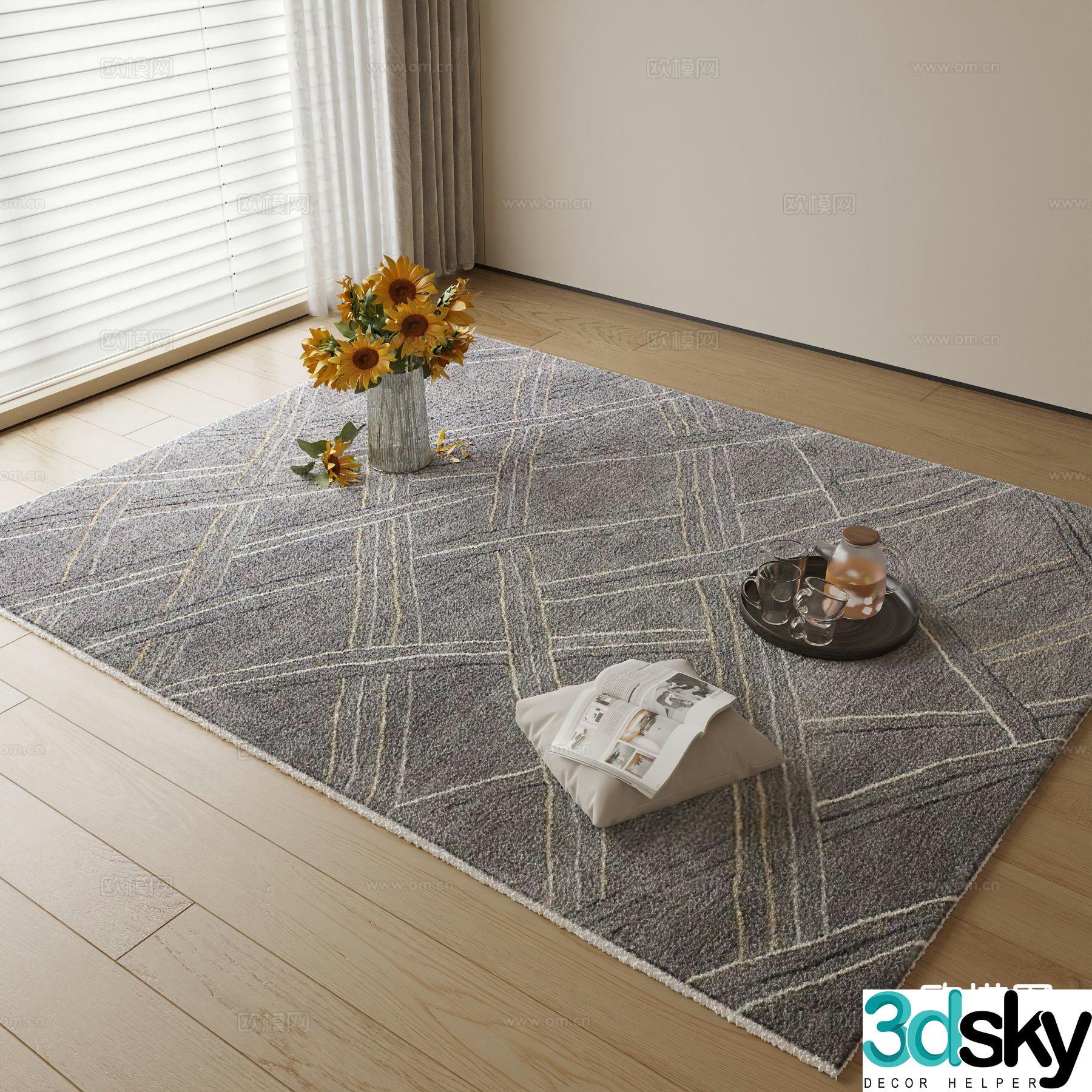 Modern carpet square rug 3d model