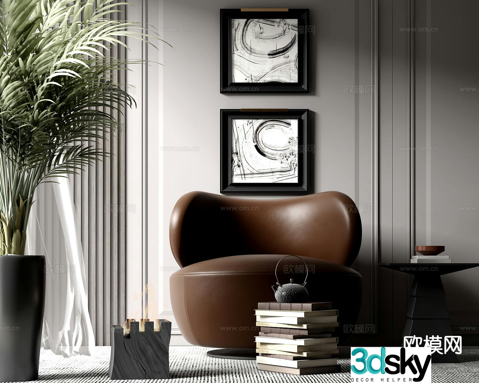 Italian single sofa 3d model