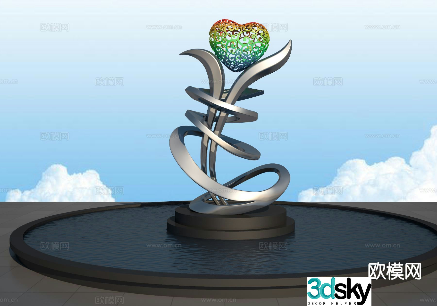 Hollow Pattern Sculpture Landscape Sculpture 3D Model